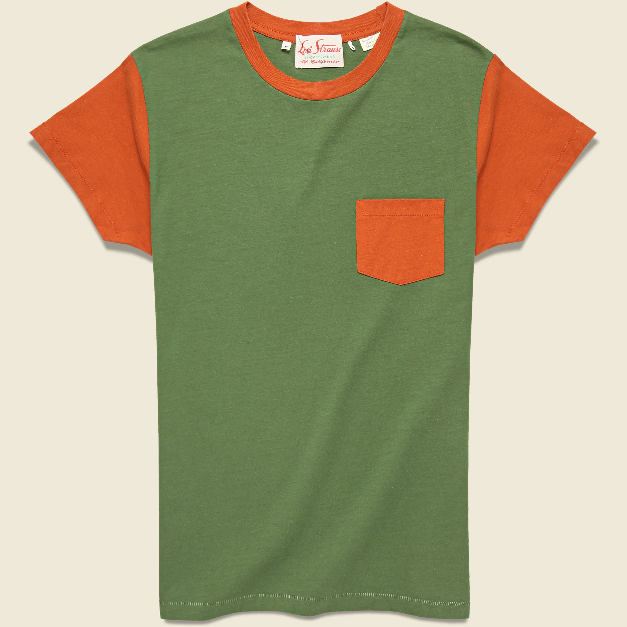 1950s Sportswear Tee - Green/Rust