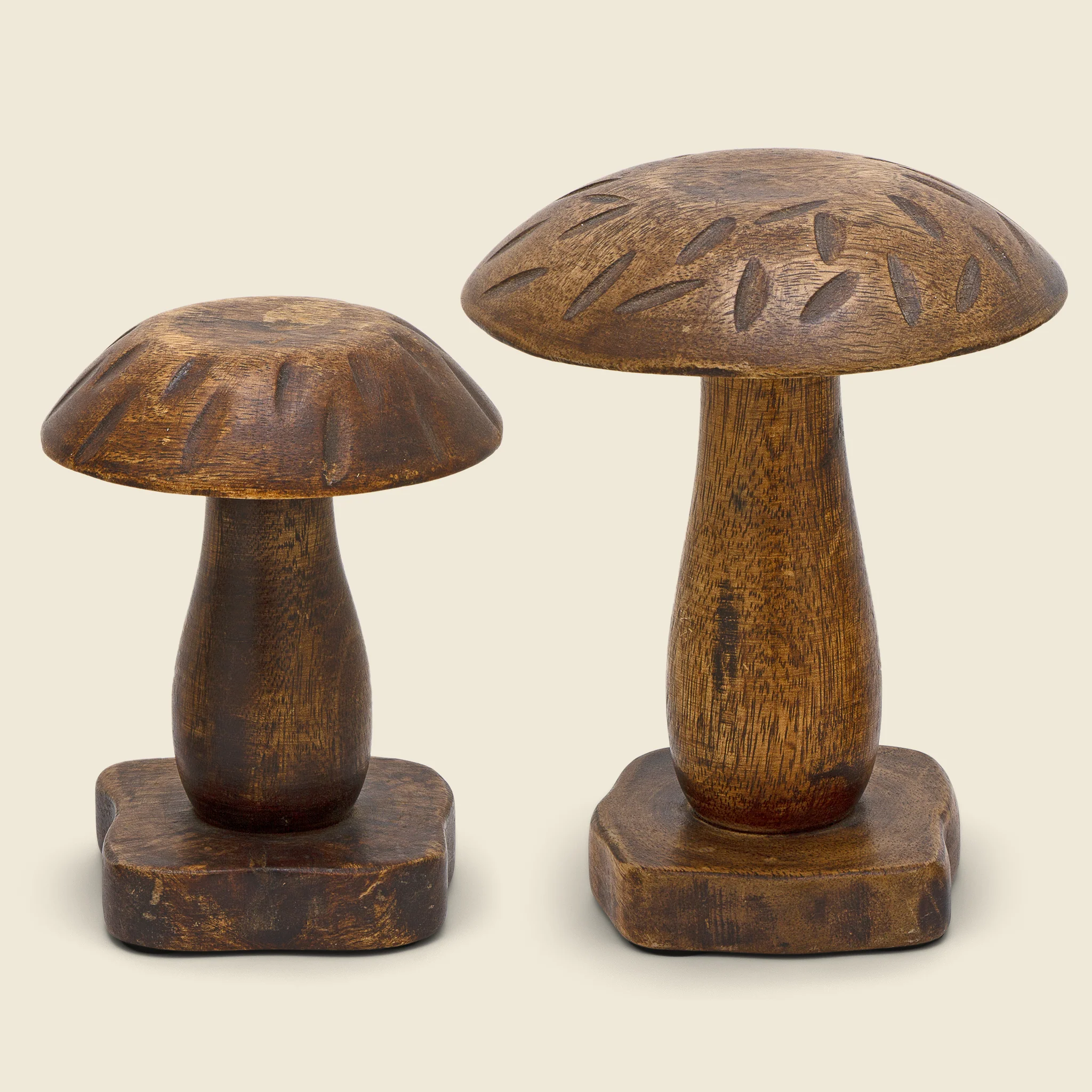 1970s Pair of Wooden Mushrooms - Image 2