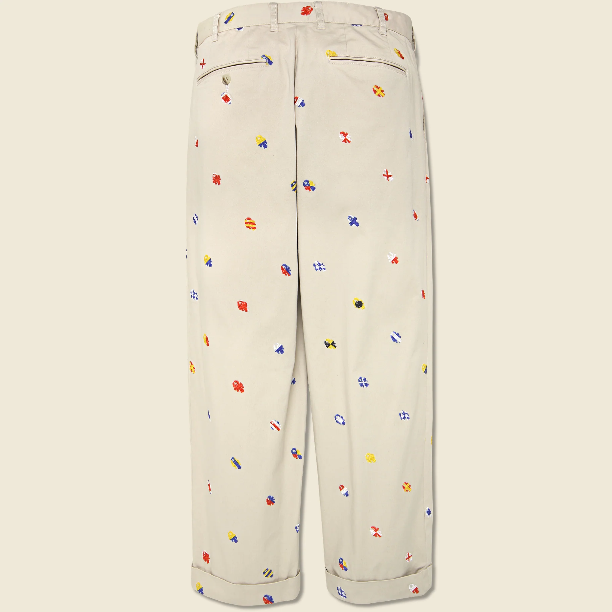 2 Pleats Embroidered Trousers - Cement - Image 2