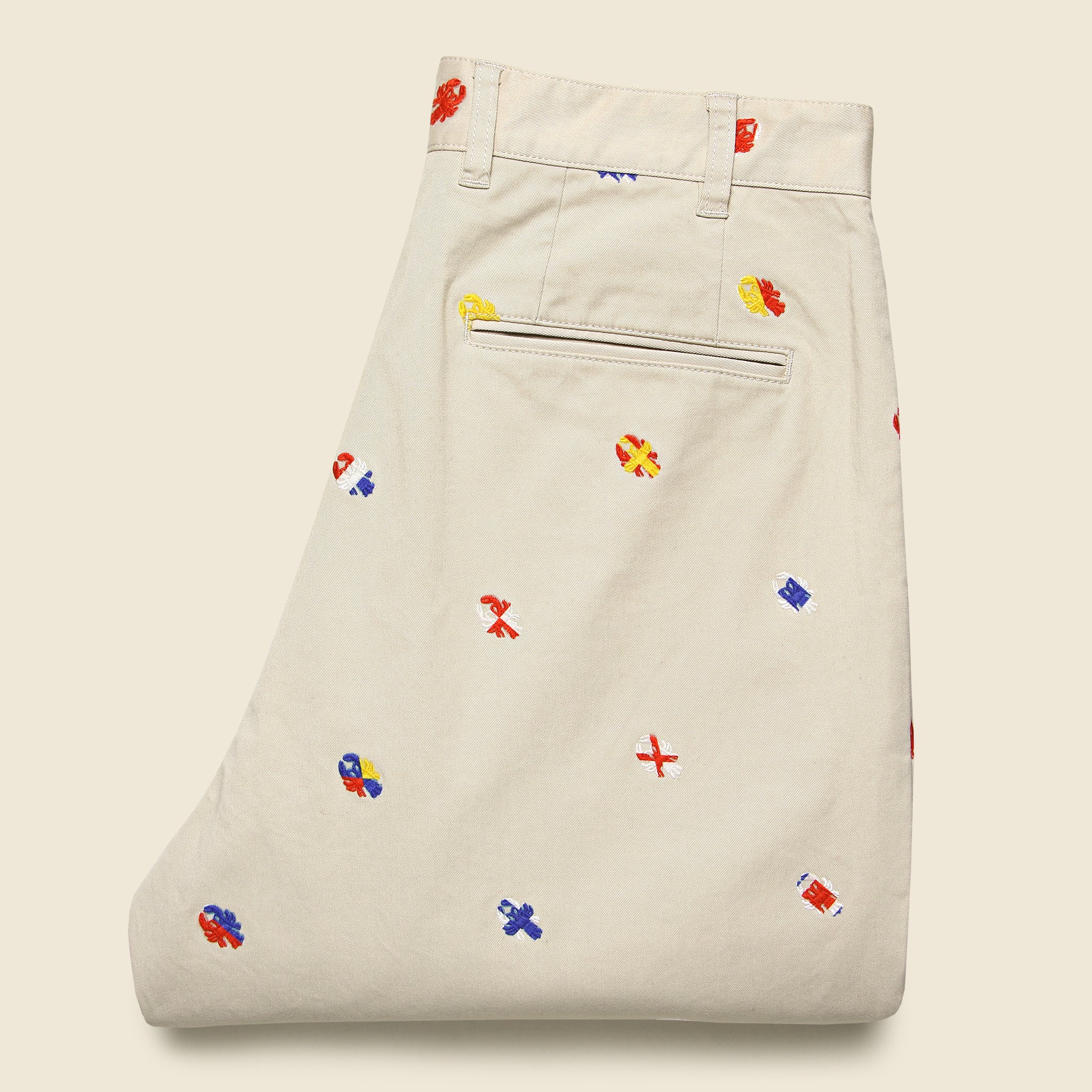 2 Pleats Embroidered Trousers - Cement - Image 3