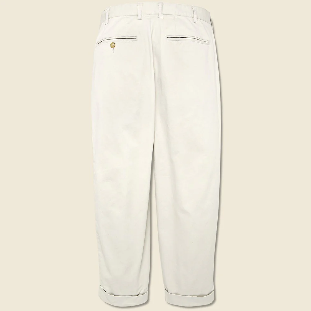 2 Pleats Twill Pant - Cement - Image 2