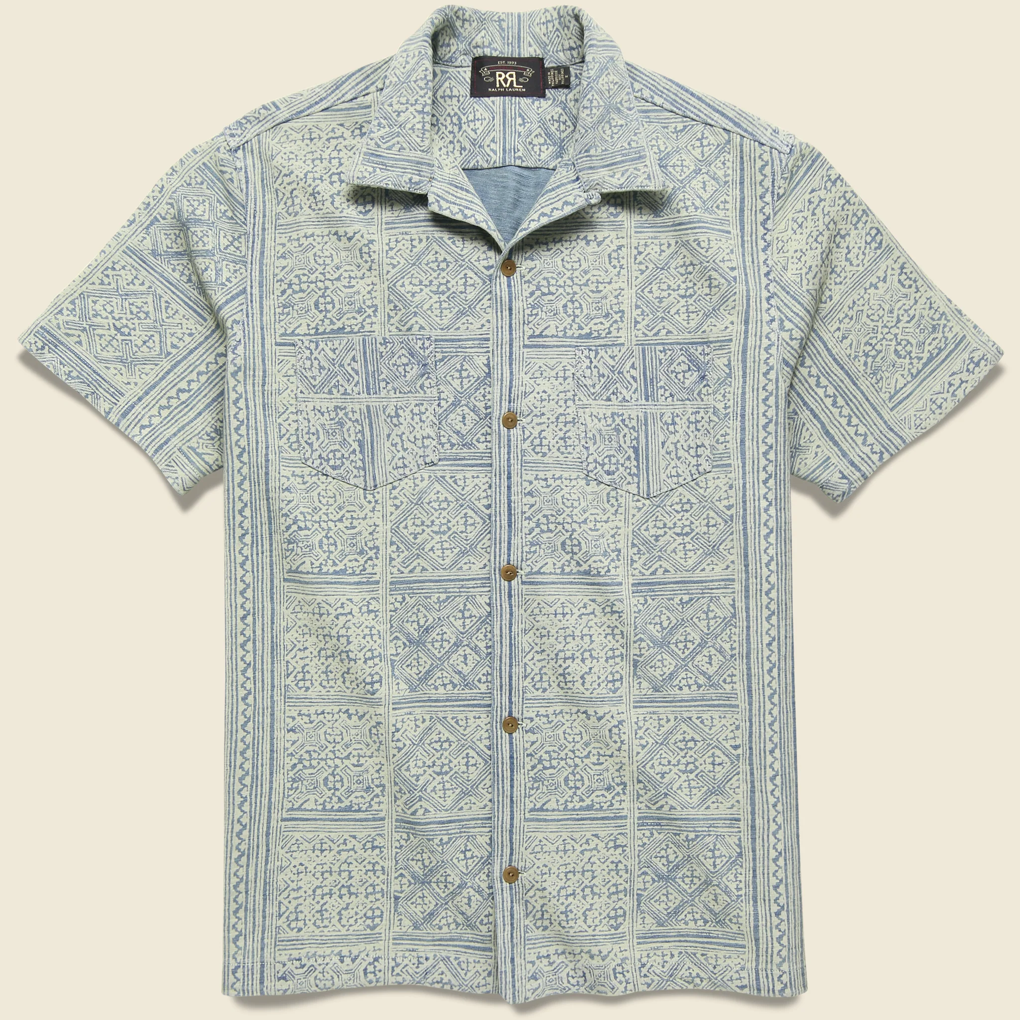 Bandana Print Jersey Camp Shirt - Indigo/Cream