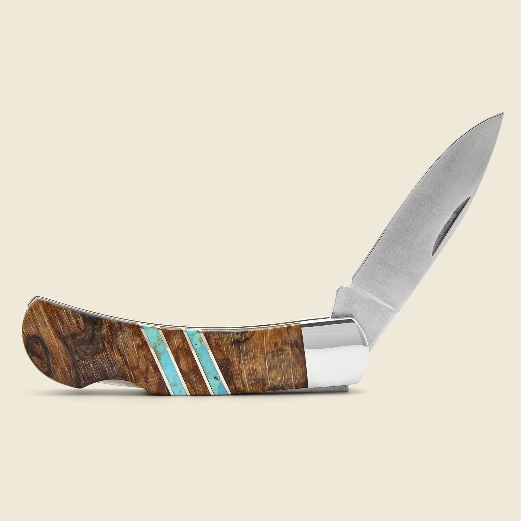 3-Inch Lock-Back Knife - Spalted Beech/Turquoise