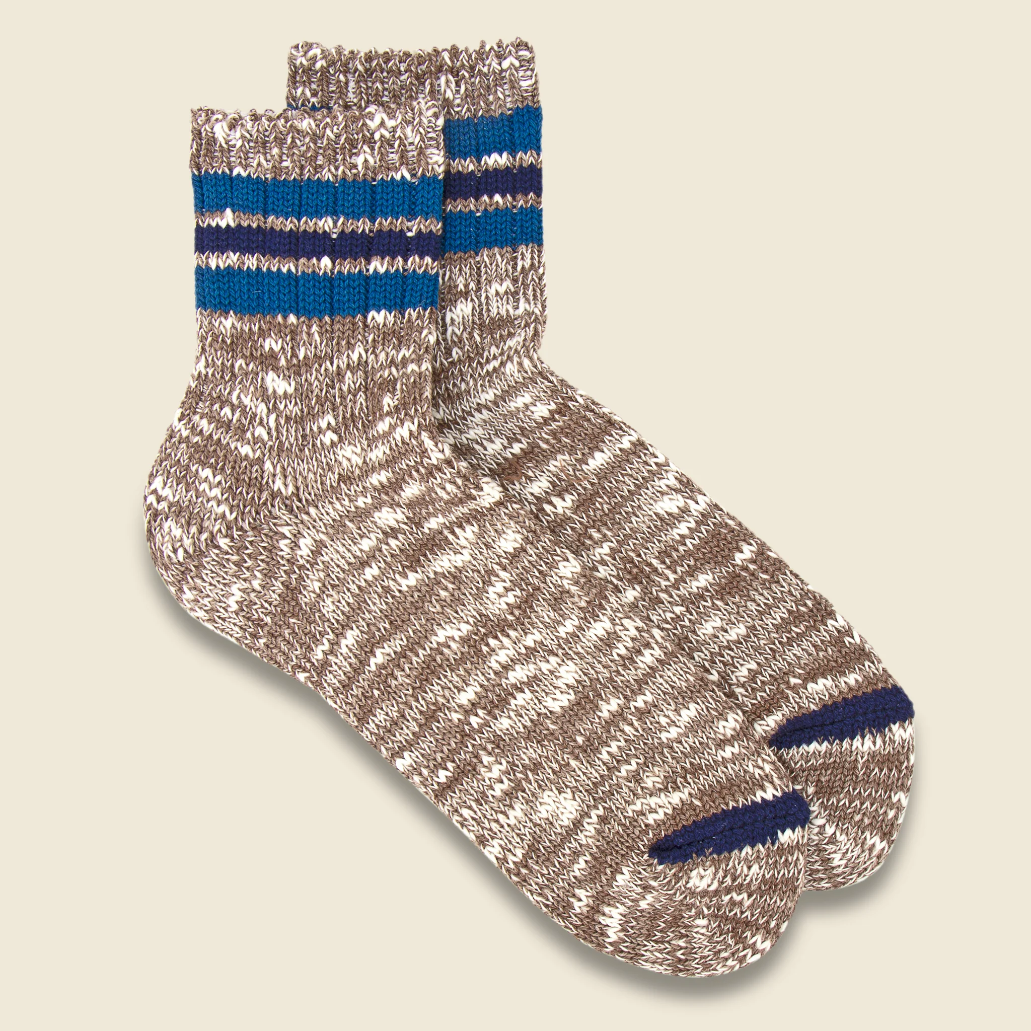 3-Line Slub Sock - Light Brown