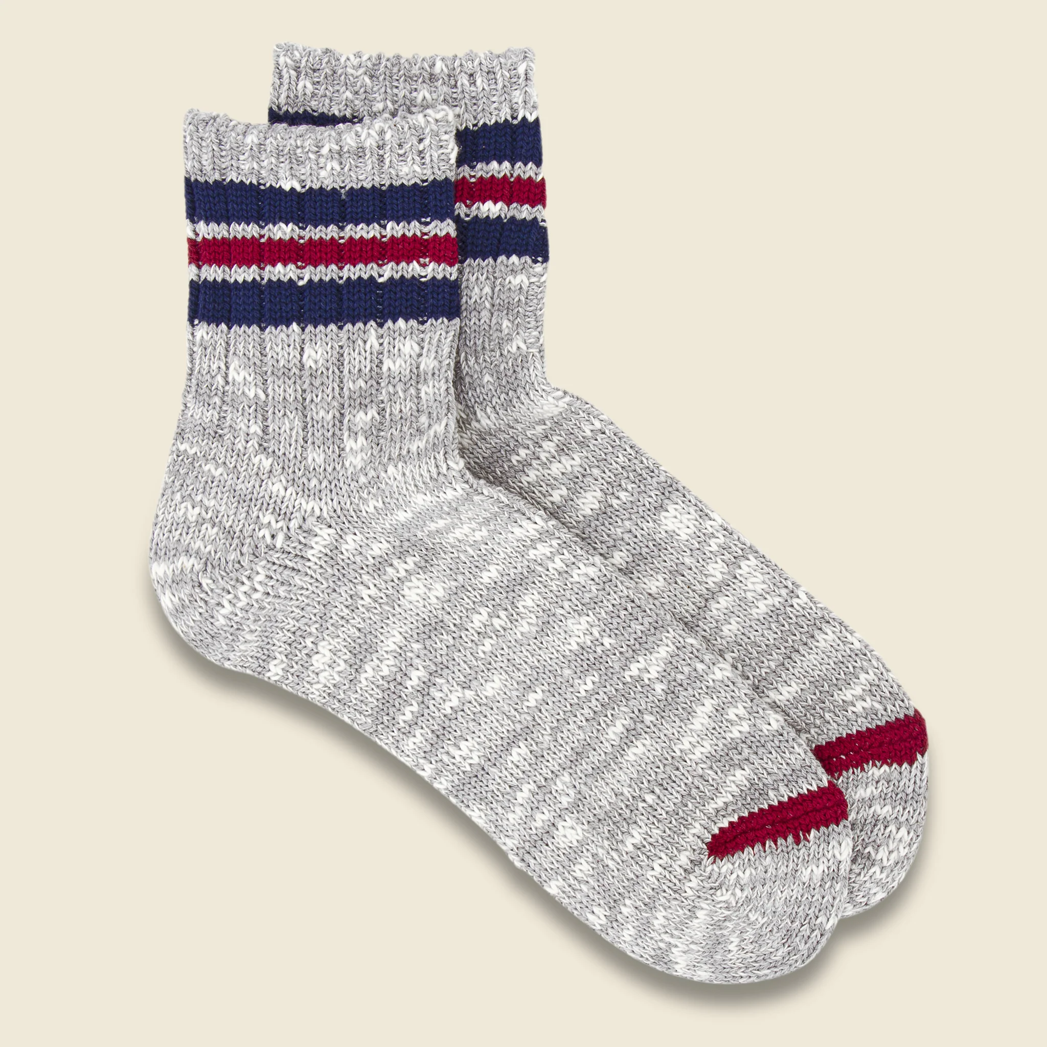 3-Line Slub Sock - Light Grey