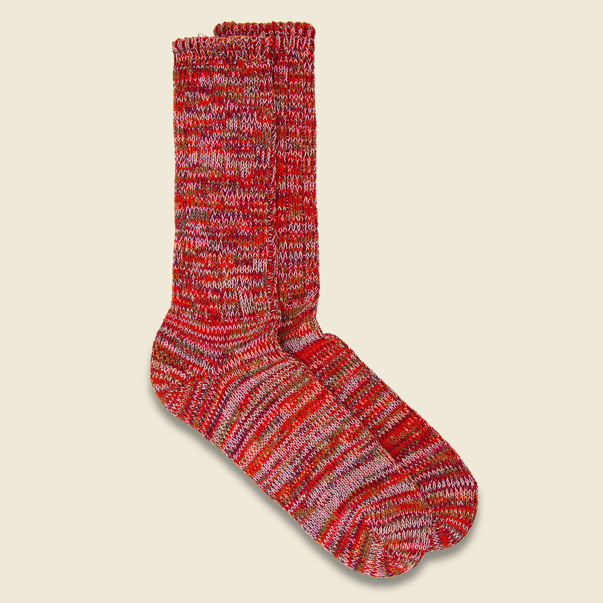 5 Color Mix Crew Sock - Bordeaux