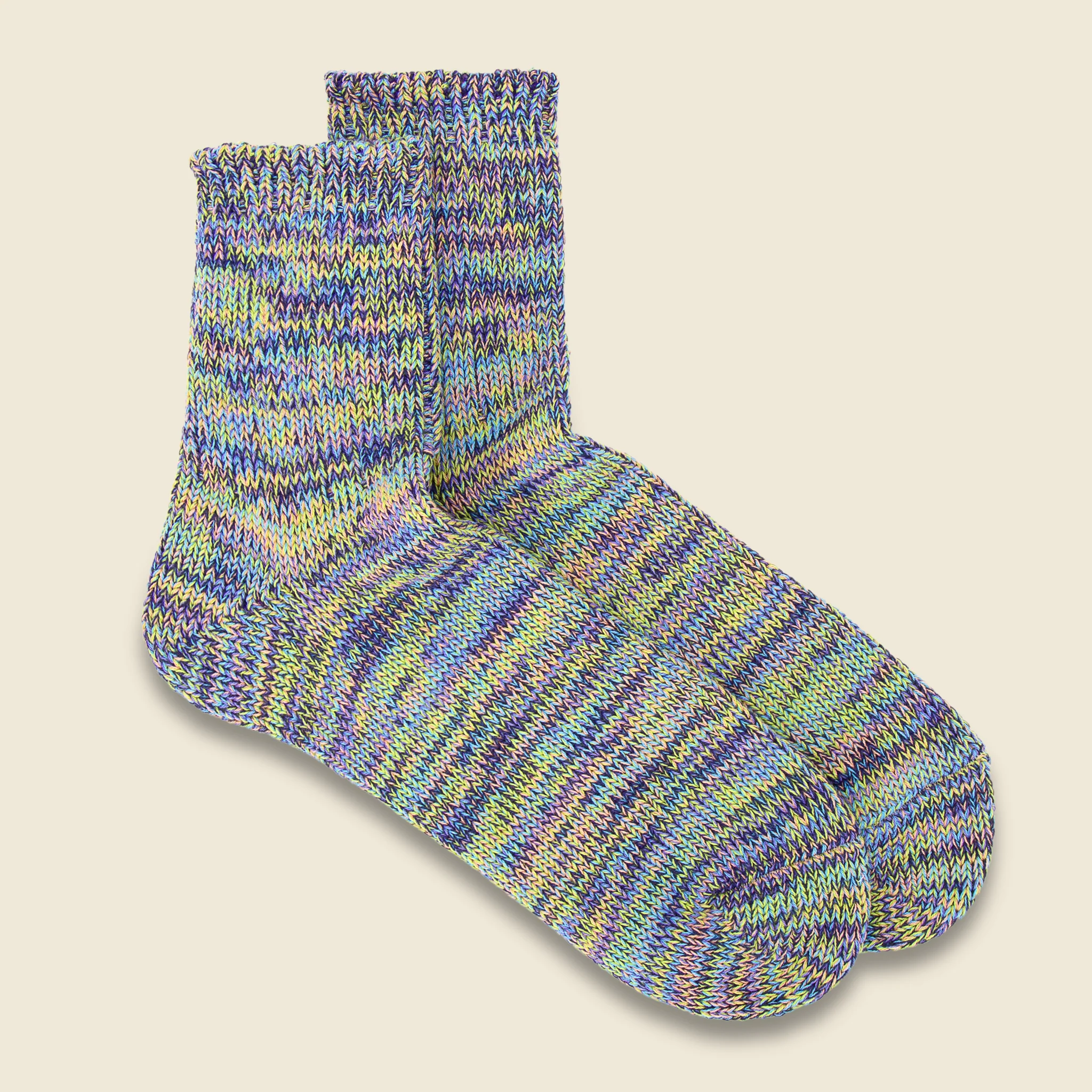 5 Color Mix Quarter Sock - Sax