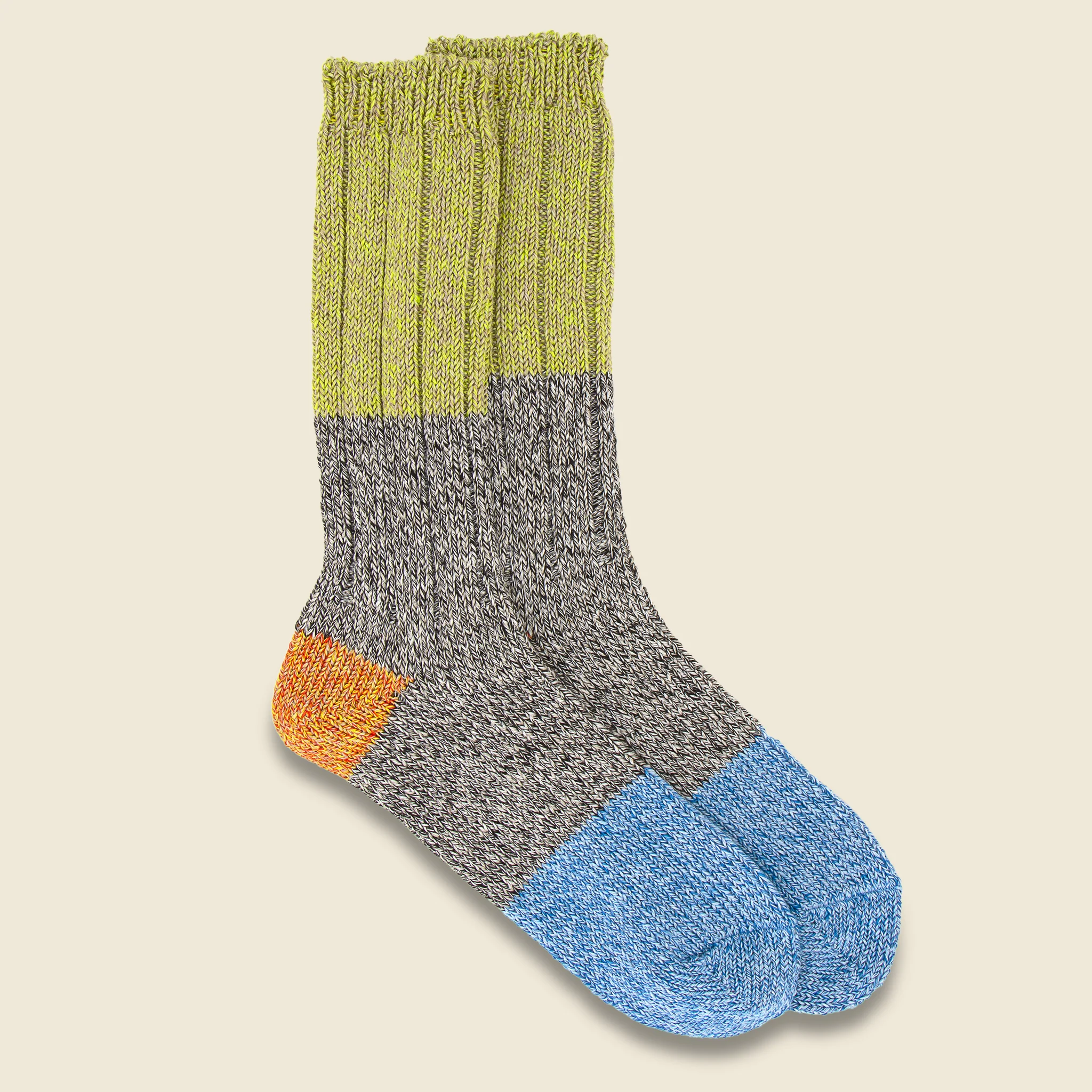 56 Yarns Linen Gandrelle Color Block Socks - Green