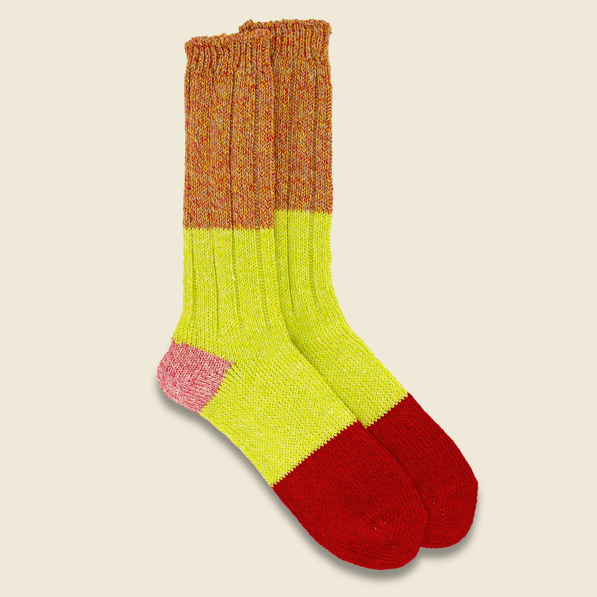 56 Yarns Linen Gandrelle Color Block Socks - Orange