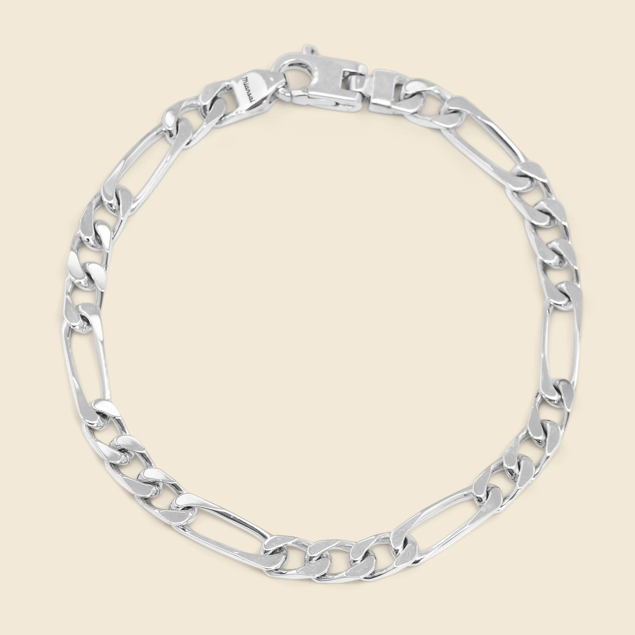 5mm Figaro Chain Bracelet - Sterling Silver
