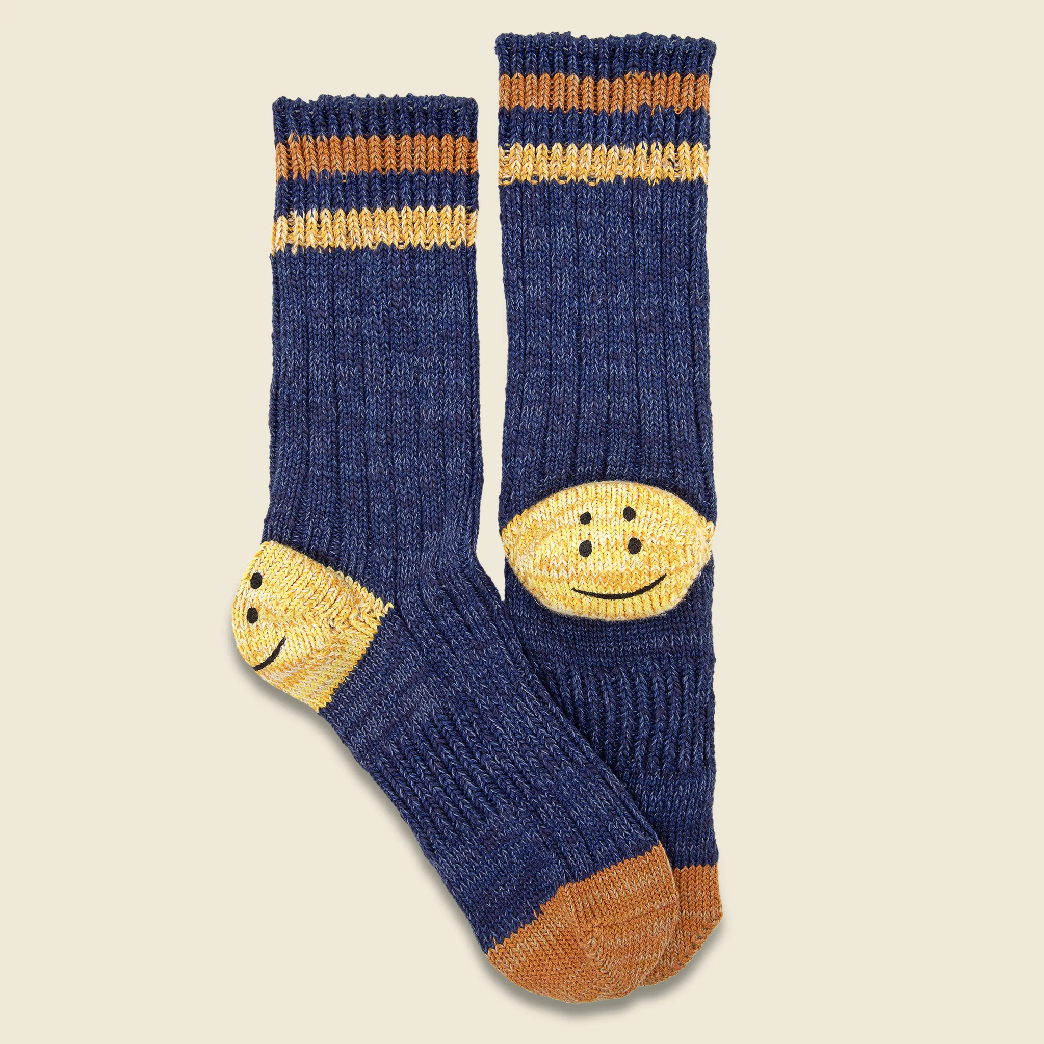 Ivy Rainbowy Happy Heel Socks - Navy