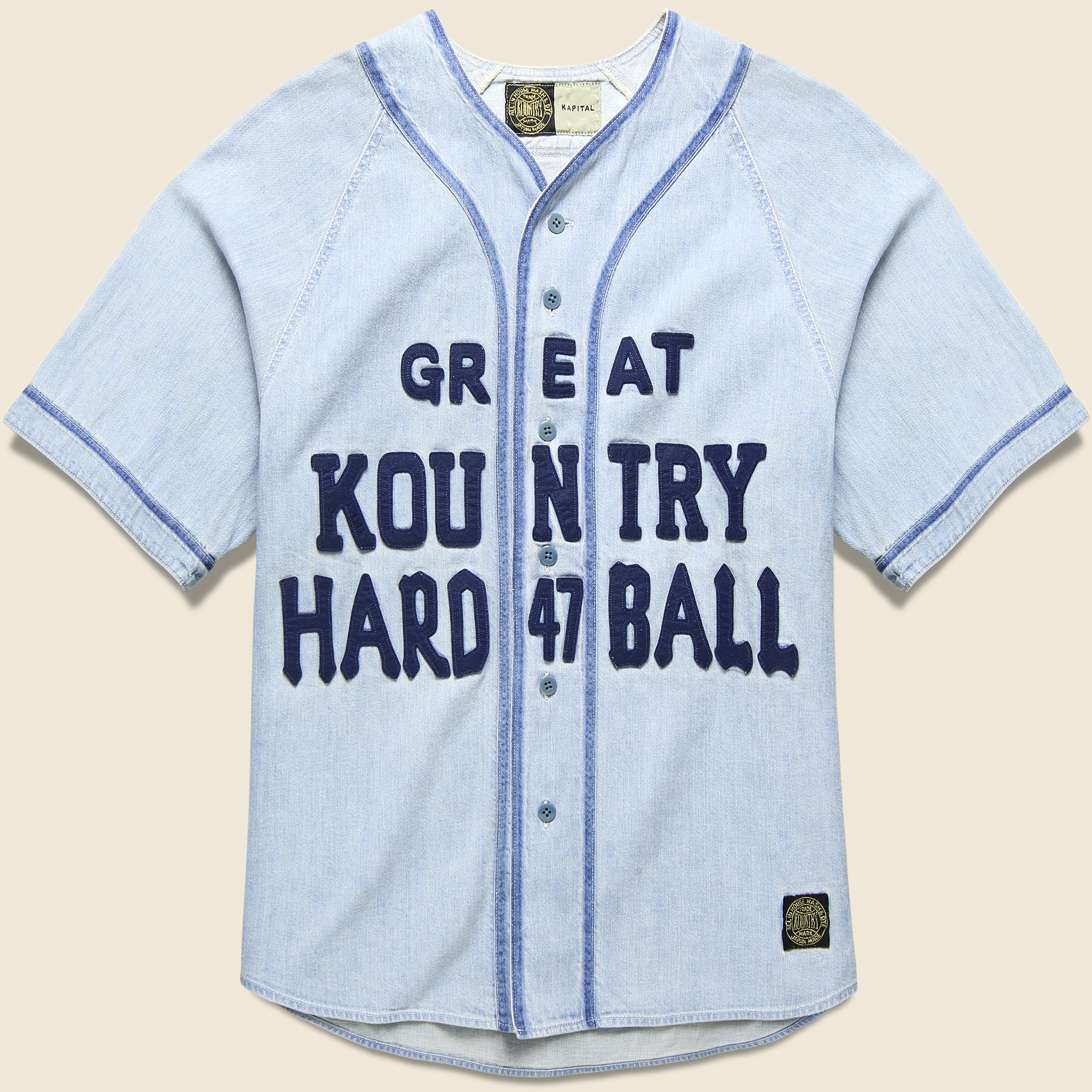8oz Denim GREAT KOUNTRY Baseball Shirt - Sax/Navy