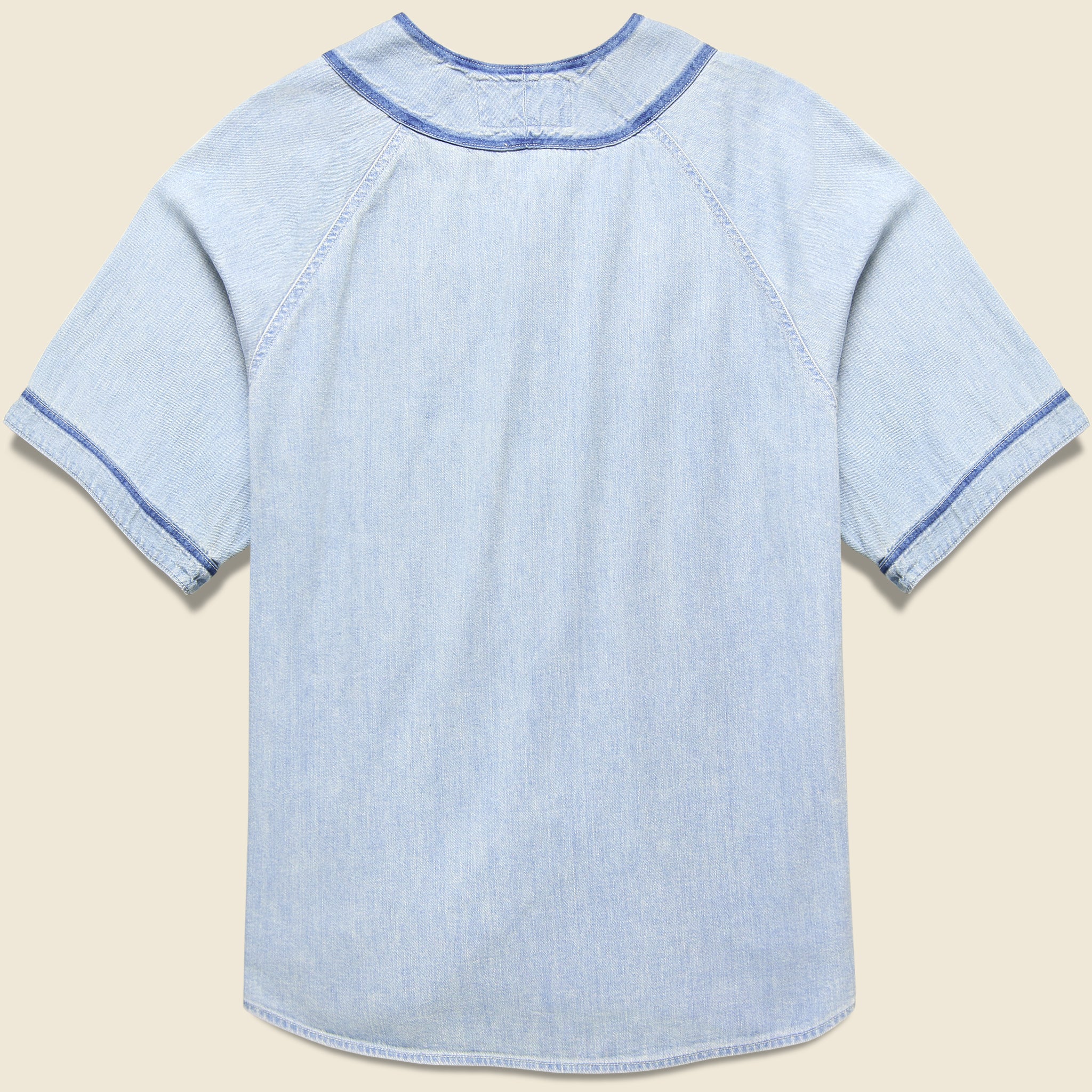 8oz Denim GREAT KOUNTRY Baseball Shirt - Sax/Navy - Image 2