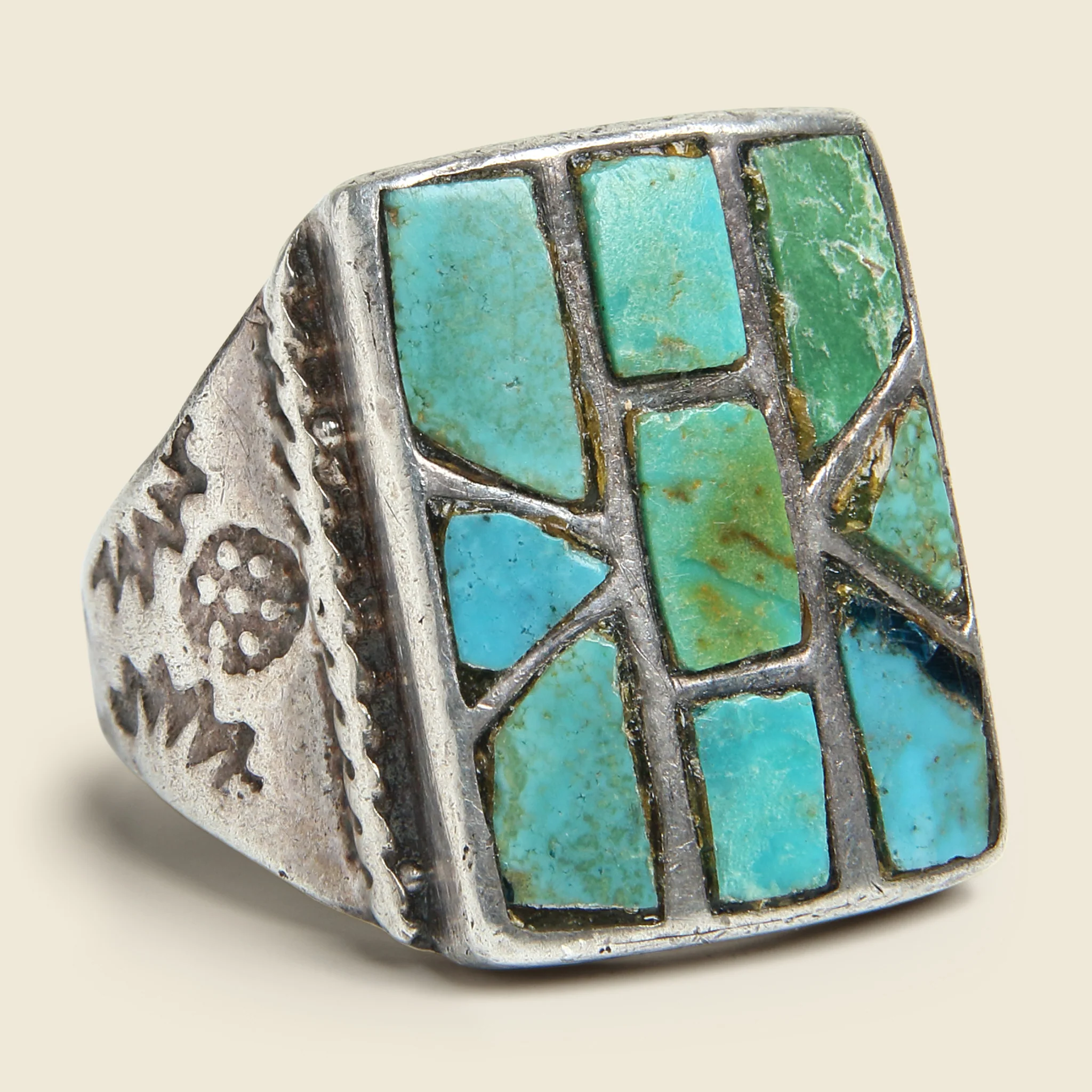 9-Stone Turquoise Mosaic Ring