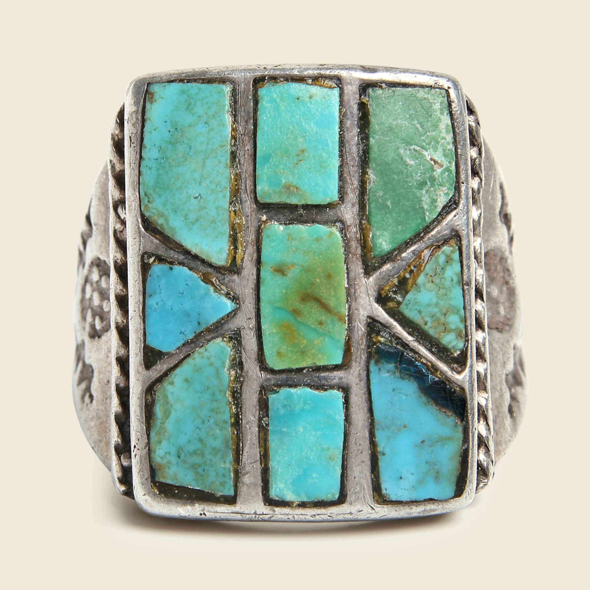9-Stone Turquoise Mosaic Ring - Image 2