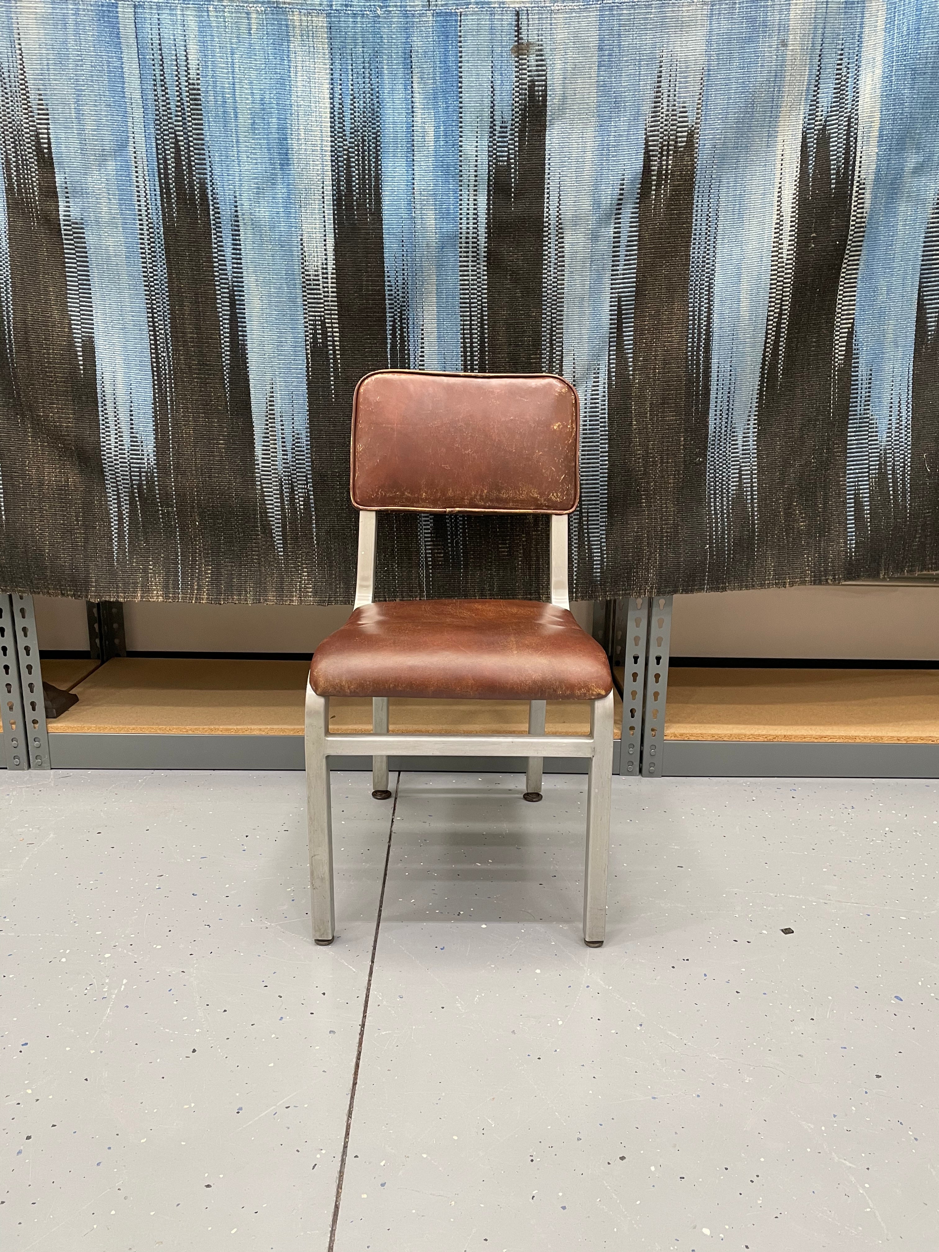 A37 - Brown Leather Industrial Side Chair