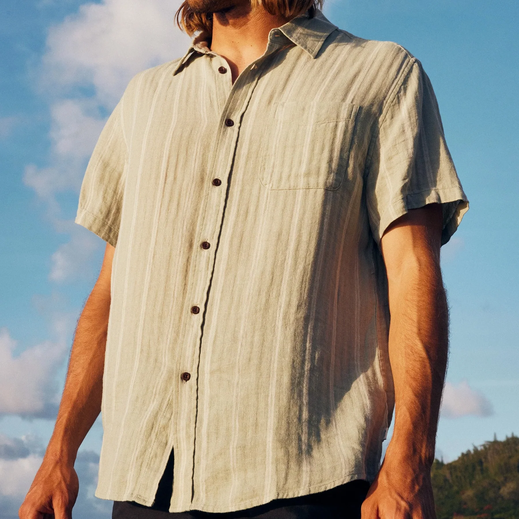 Alan Stripe Shirt - Sage/White - Image 2