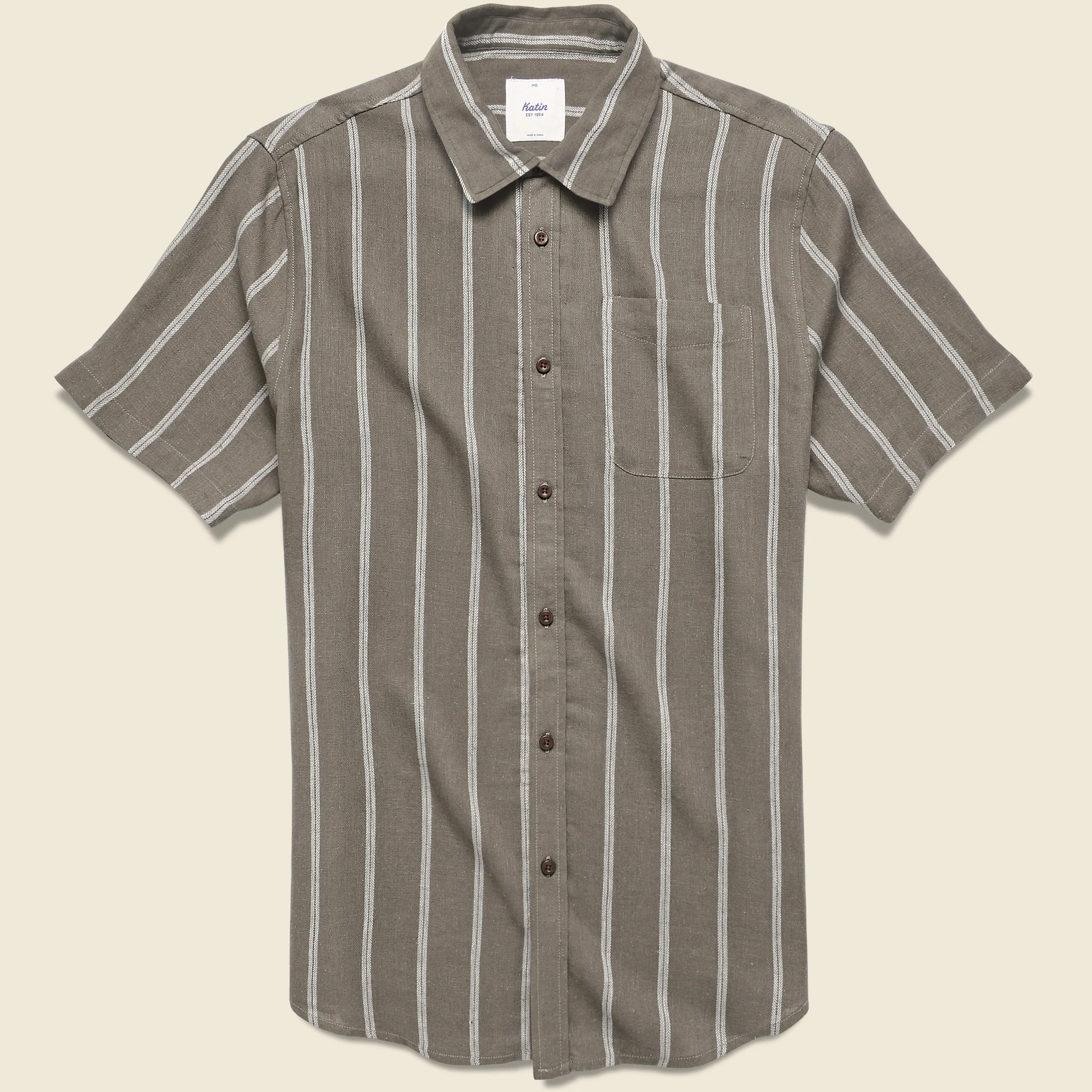 Alan Stripe Shirt - Gravel/White