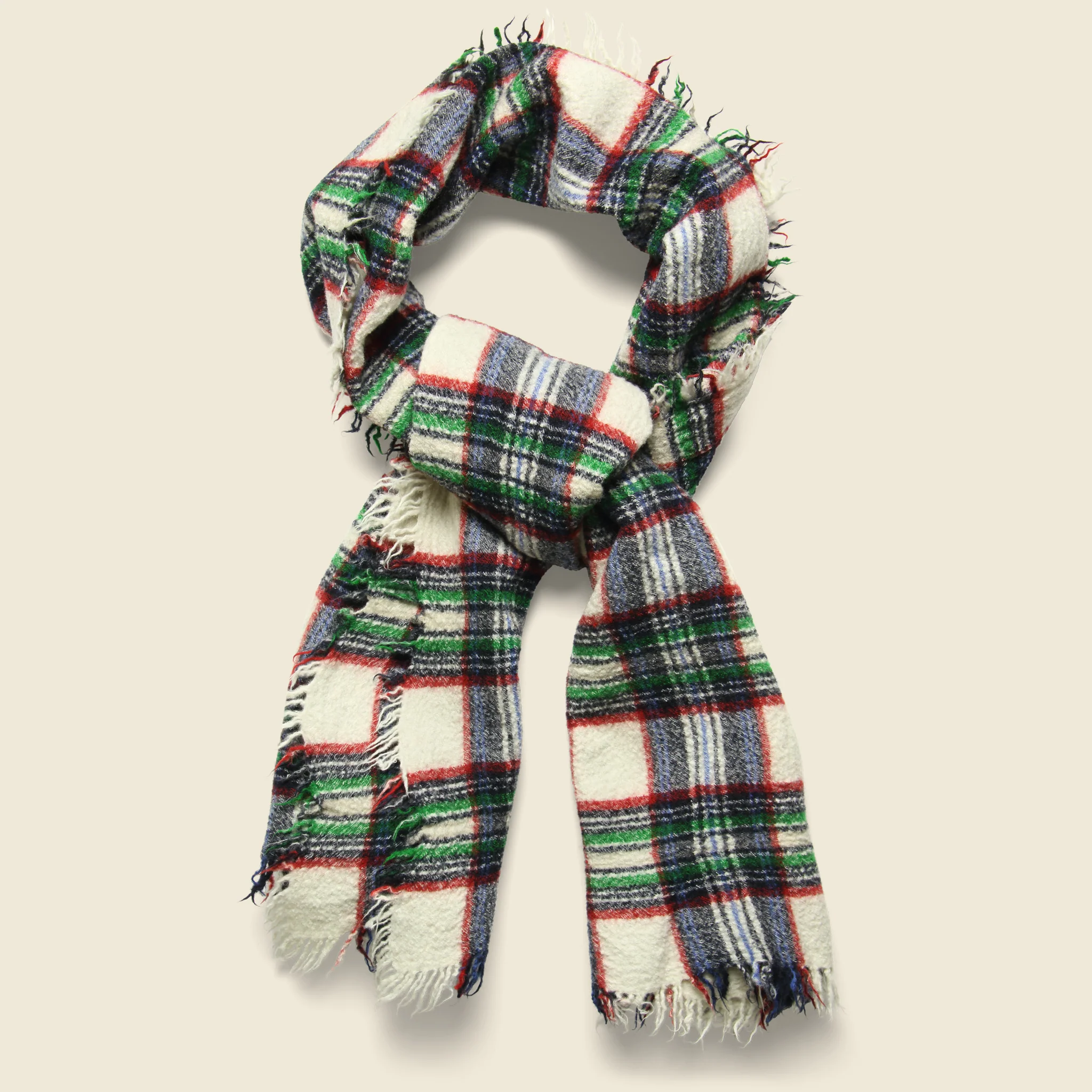 Boiled Wool Scarf - Ivory/Navy