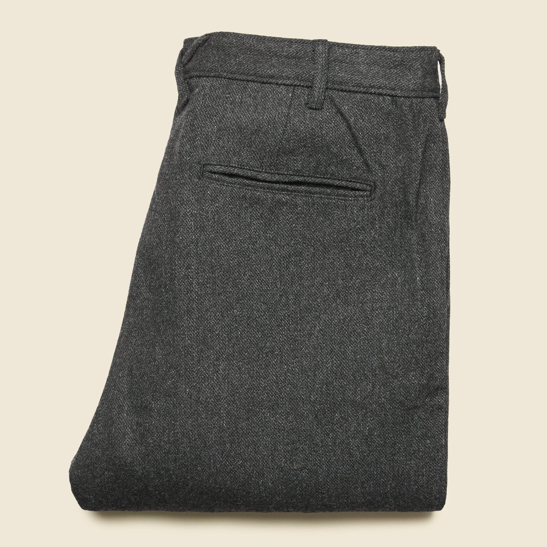Herringbone Wool Pleated Pant - Charcoal - Image 3