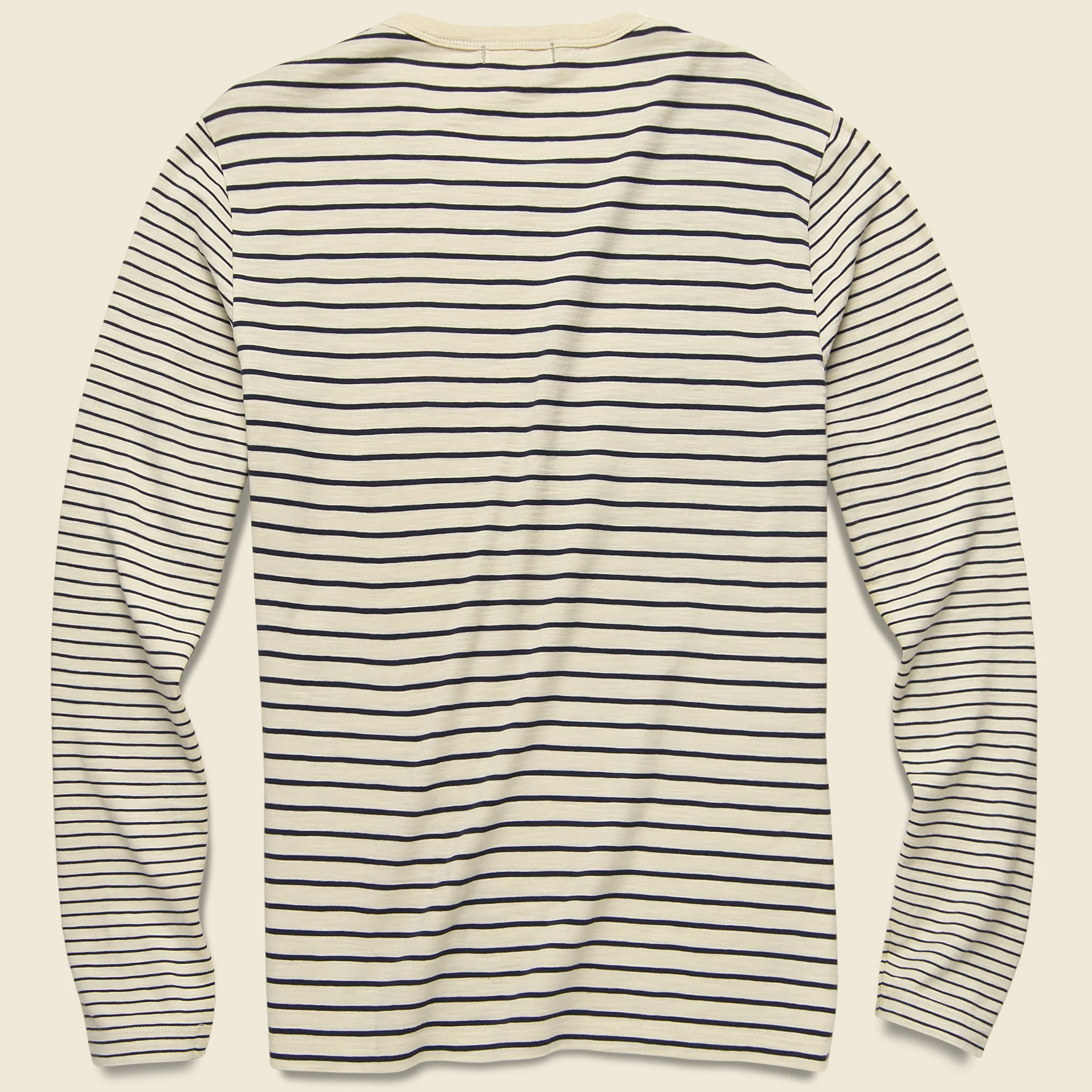 Mixed Stripe Pocket Tee - Canvas/Navy - Image 2