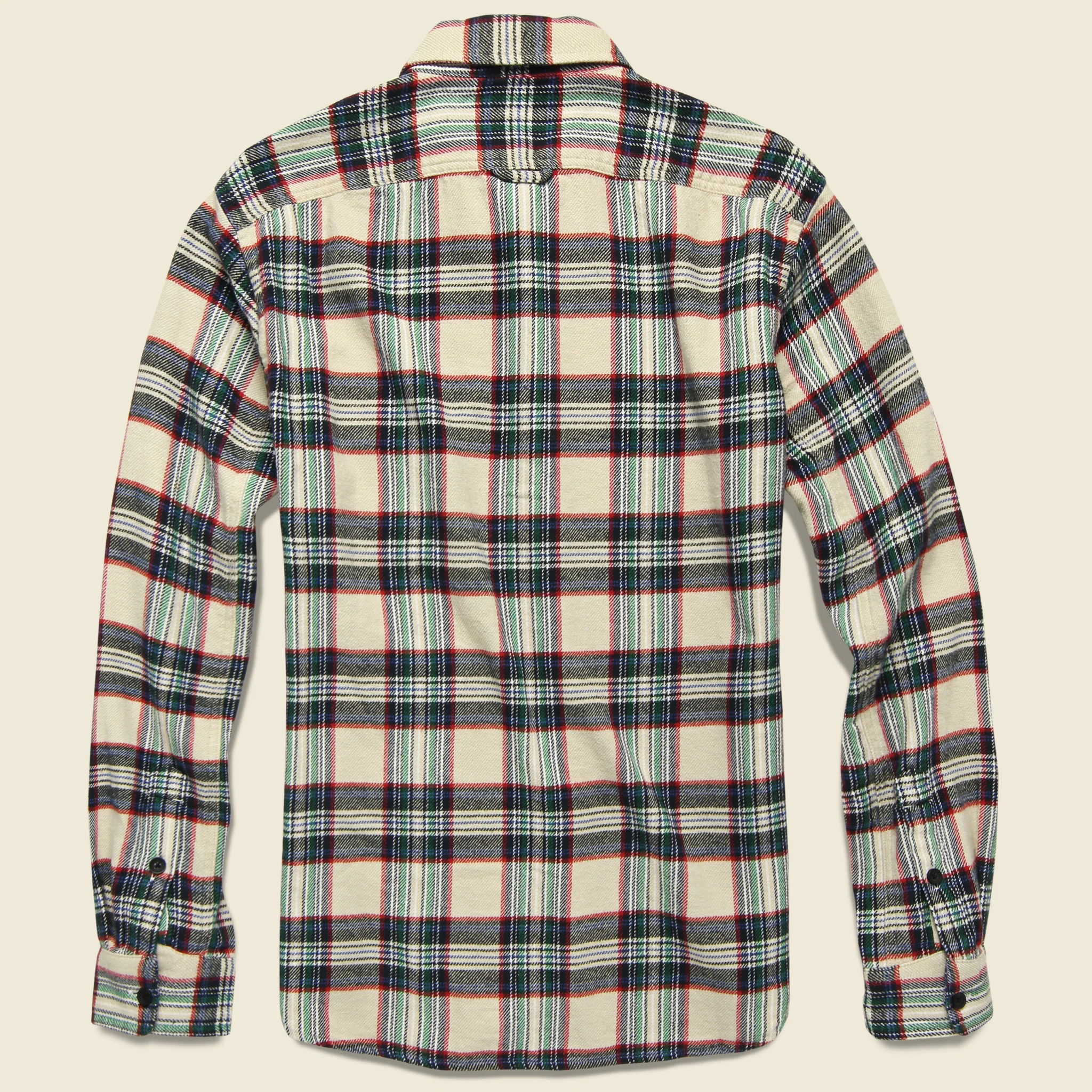 Plaid Patch & Flap Flannel - Ivory/Navy - Image 2