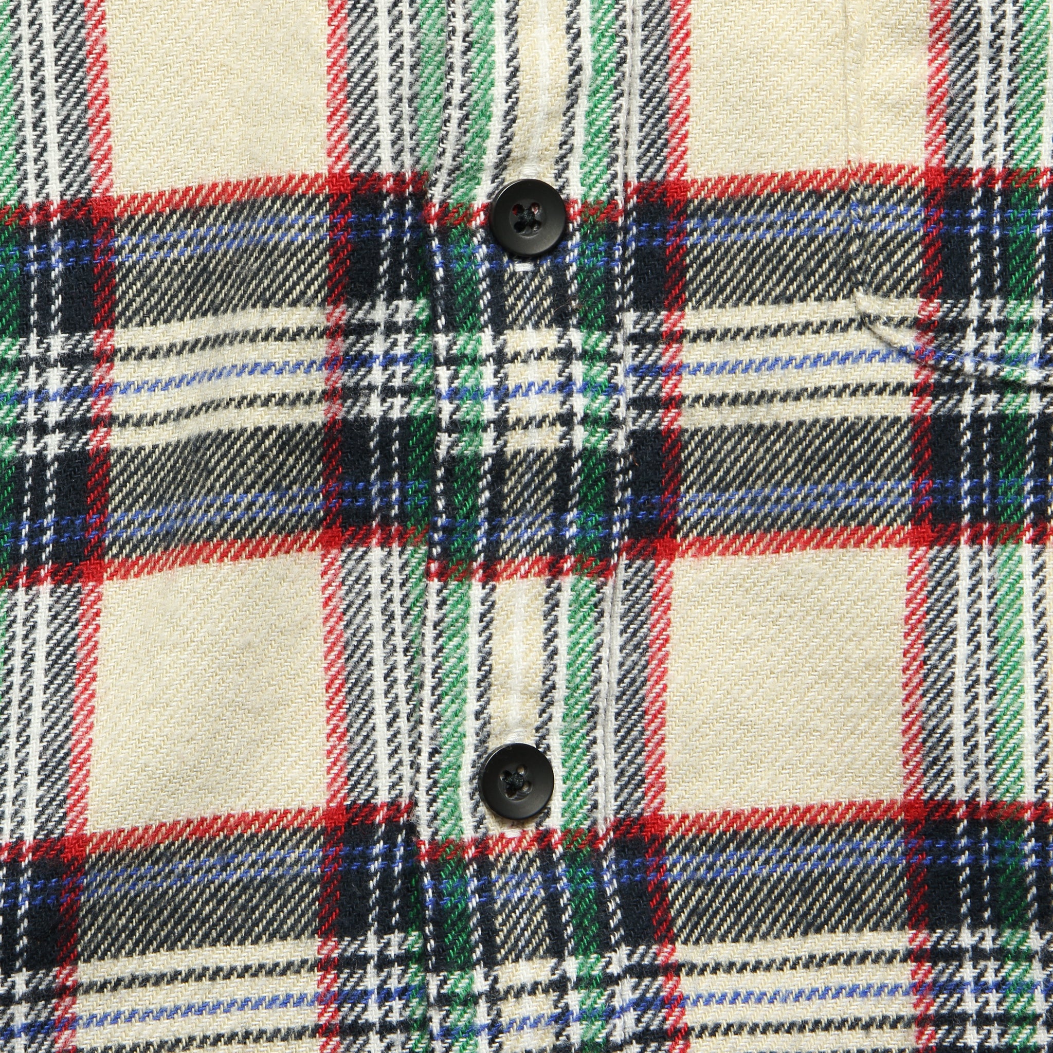 Plaid Patch & Flap Flannel - Ivory/Navy - Image 3