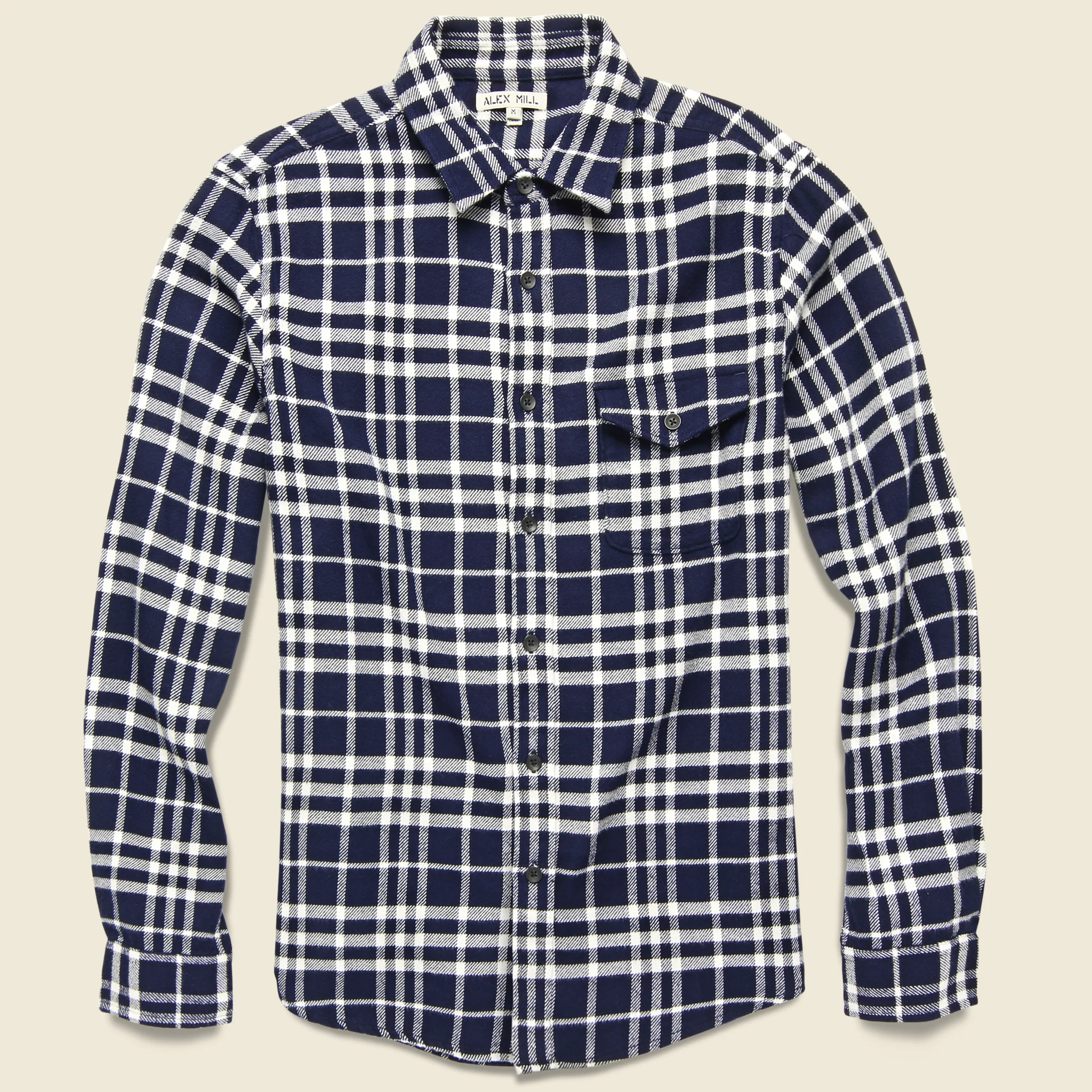 Plaid Patch & Flap Flannel - White/Navy