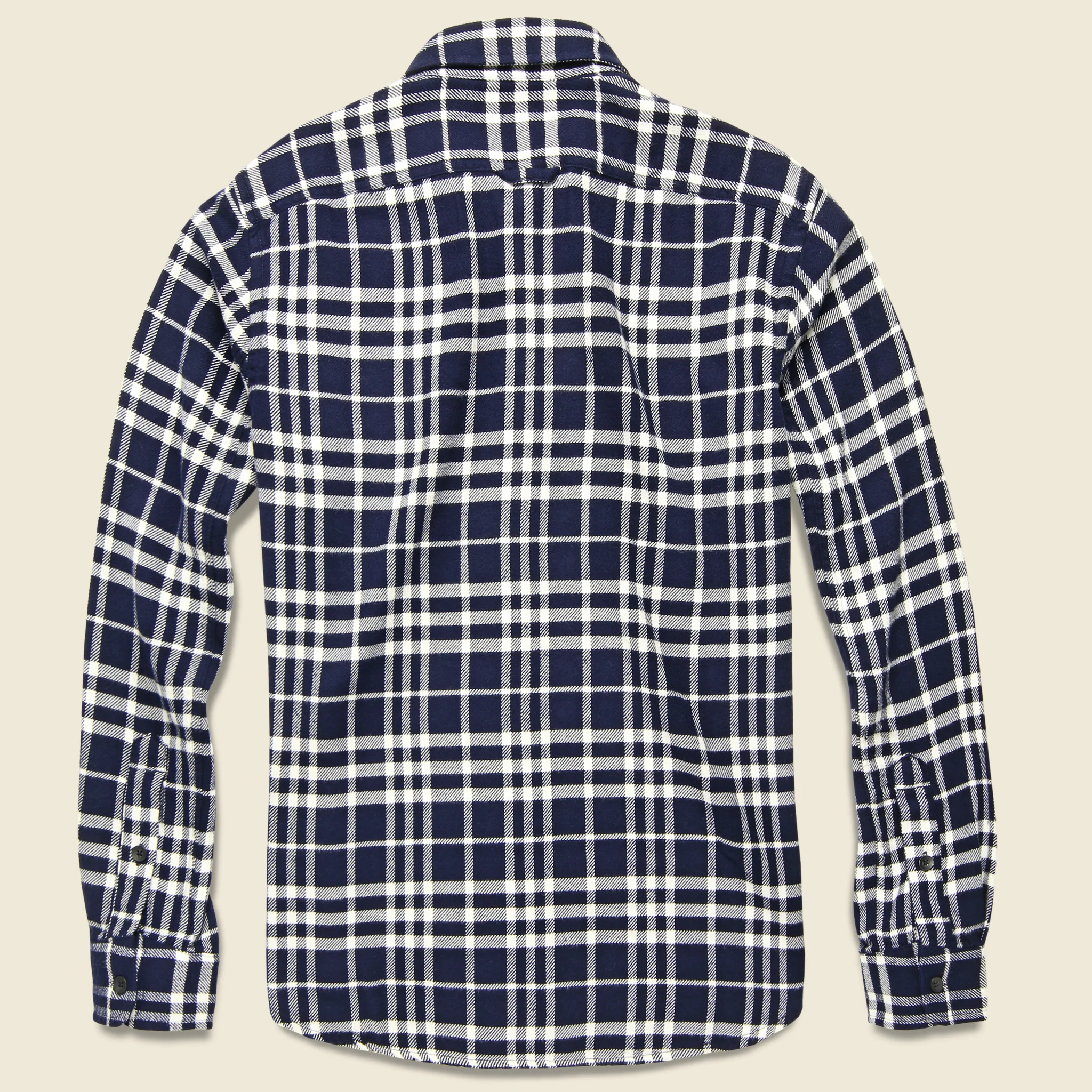 Plaid Patch & Flap Flannel - White/Navy - Image 2