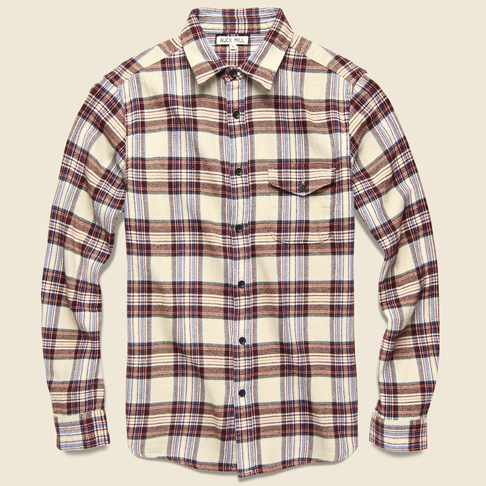 Plaid Patch & Flap Flannel - Burgundy/Ivory