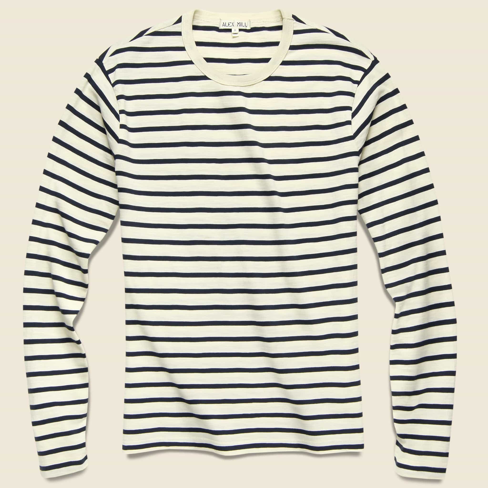 Stripe Crew Tee - Off White/Navy