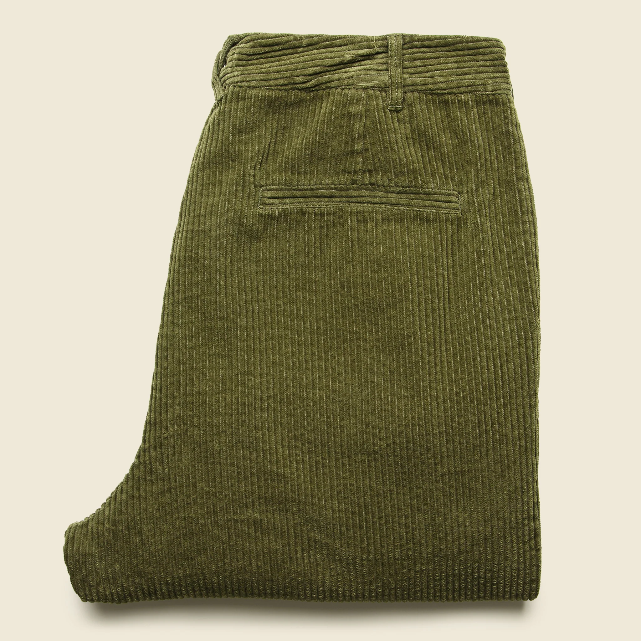 Rugged Corduroy Standard Pleated Pant - Olive - Image 3