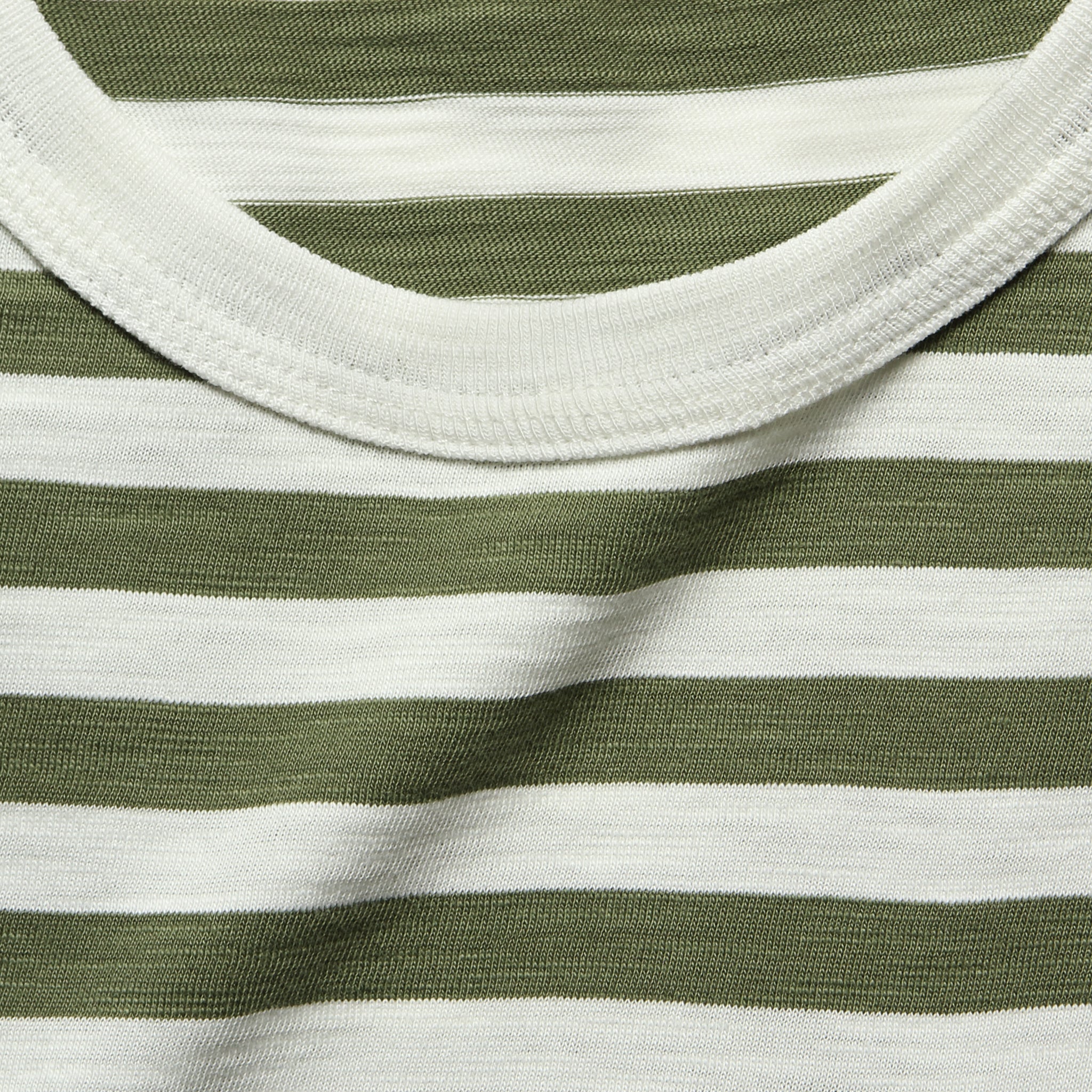 Even Stripe Tee - White/Military Green - Image 2
