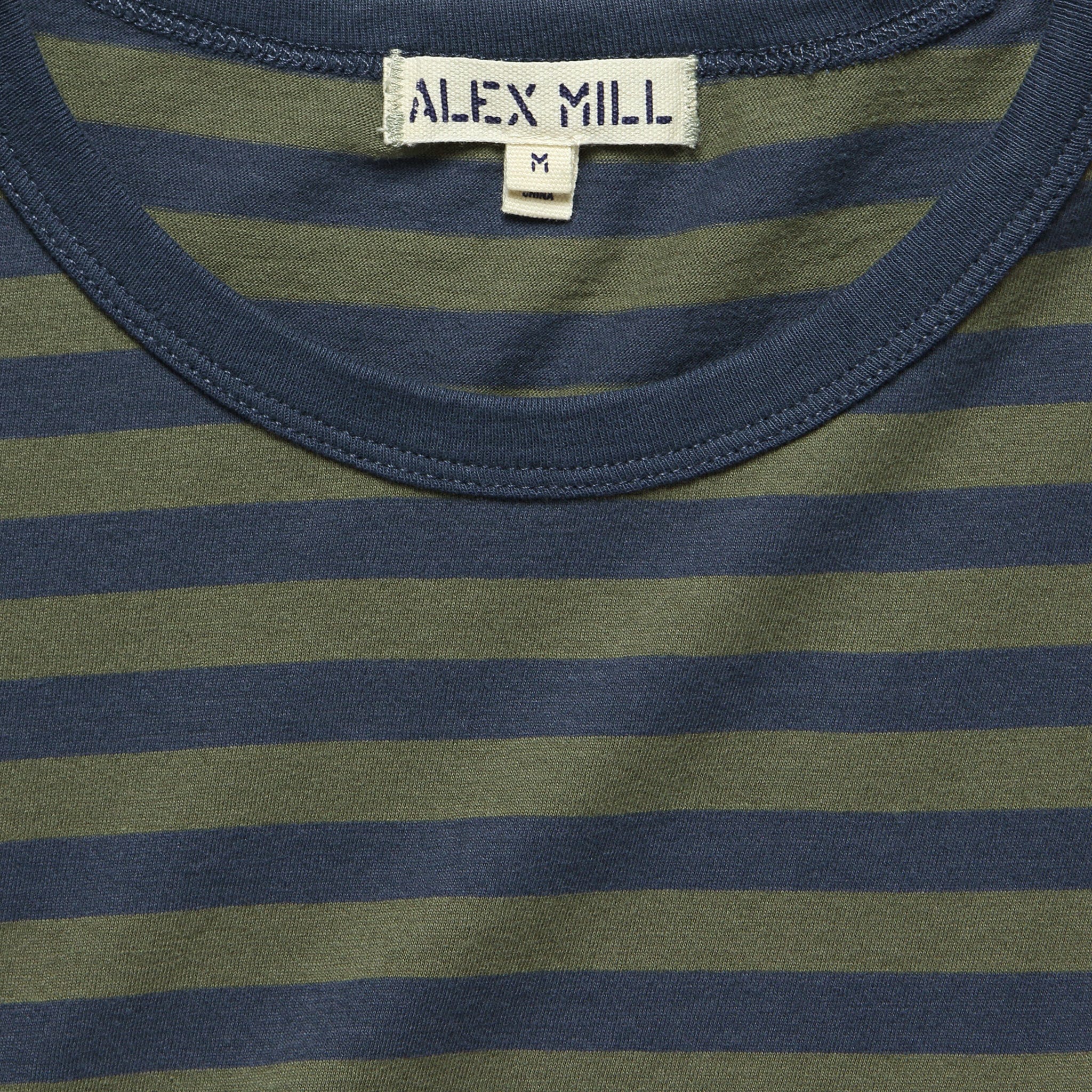 Striped Crew Tee - Asphalt/Army Olive - Image 2