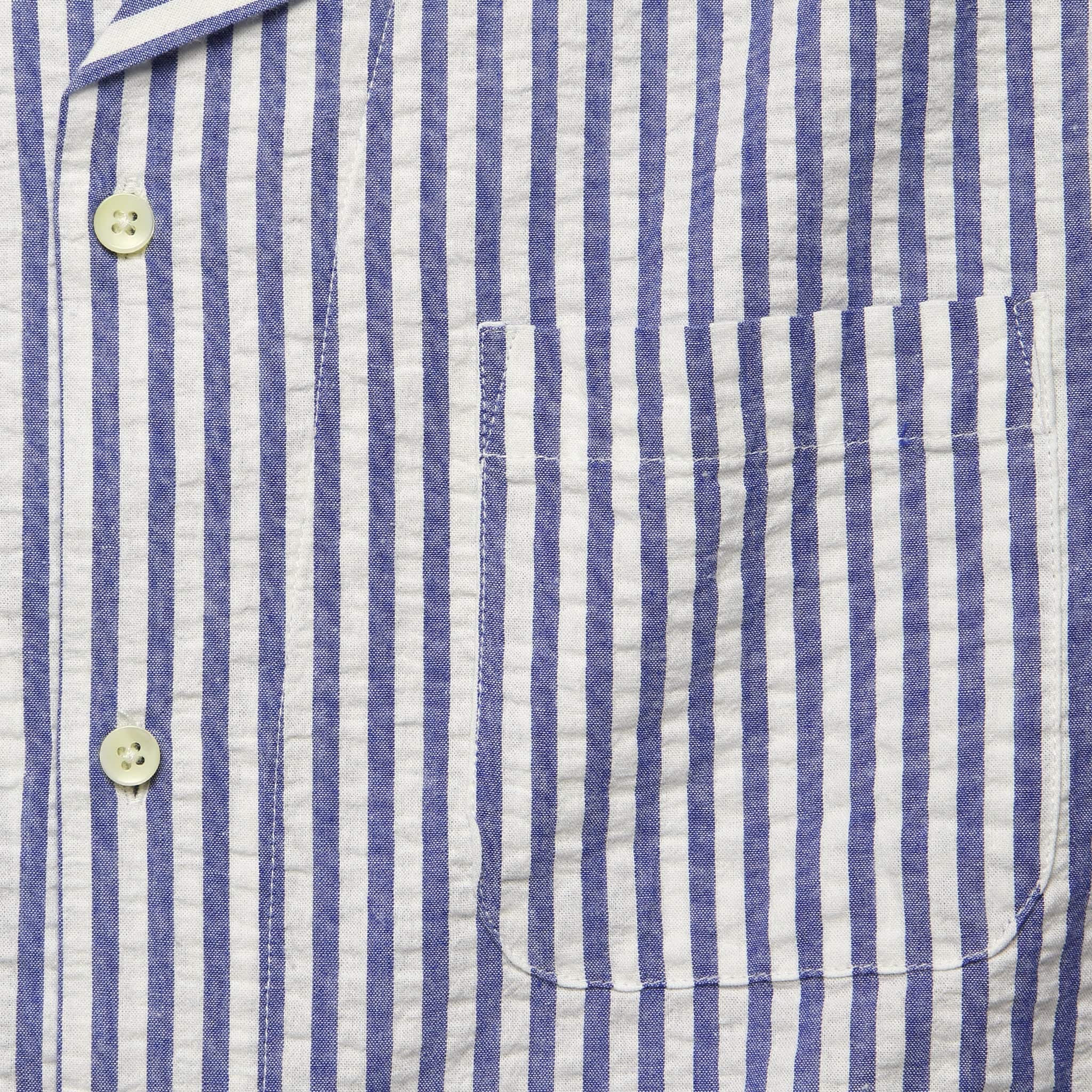Seersucker Camp Shirt - Blue/White Stripes - Image 3