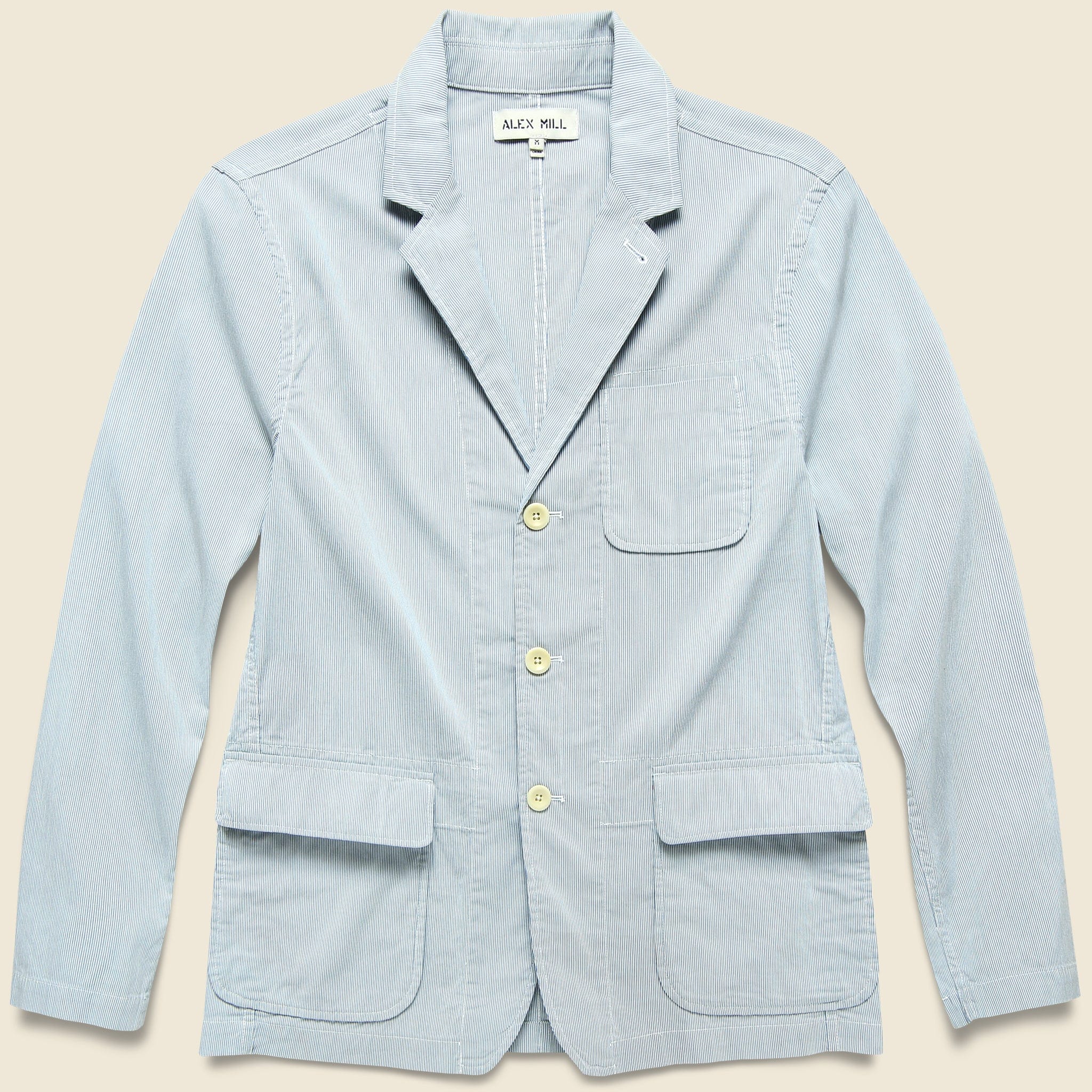 Striped Sack Jacket - Blue/White