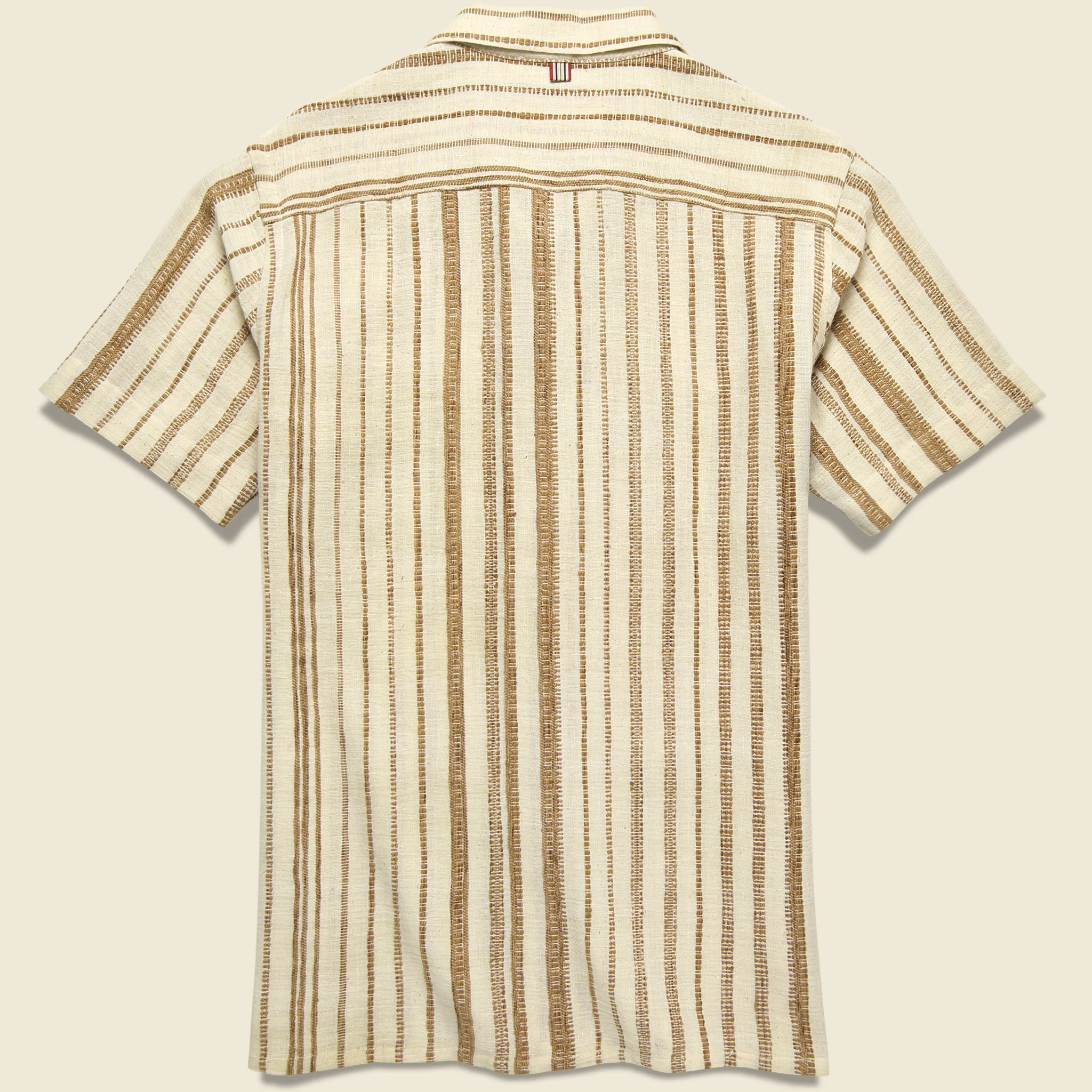 Alfred Handwoven Striped Guayabera Shirt - Natural/Tan - Image 2
