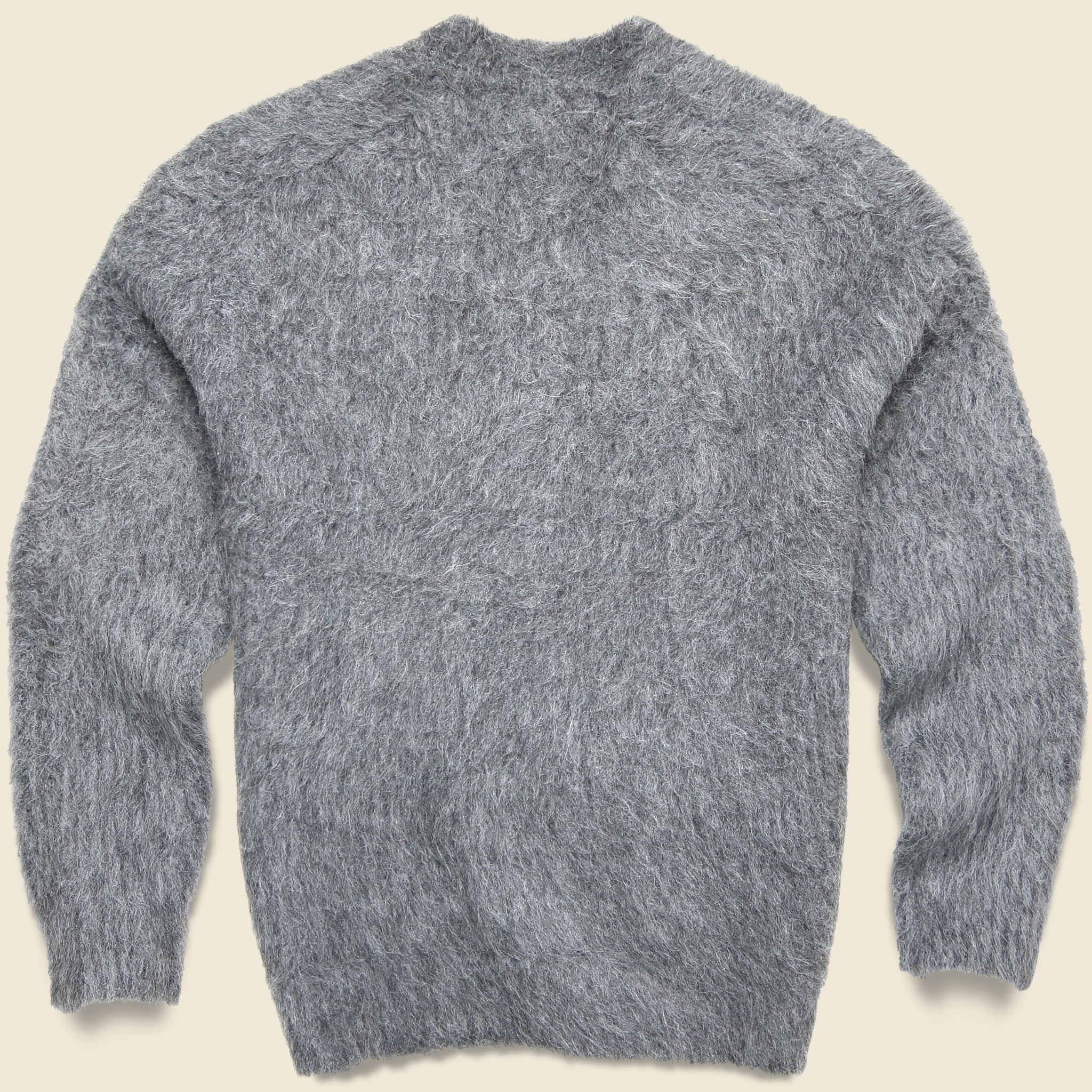 Alpaca Hairy Brushed Cardigan - Charcoal - Image 2