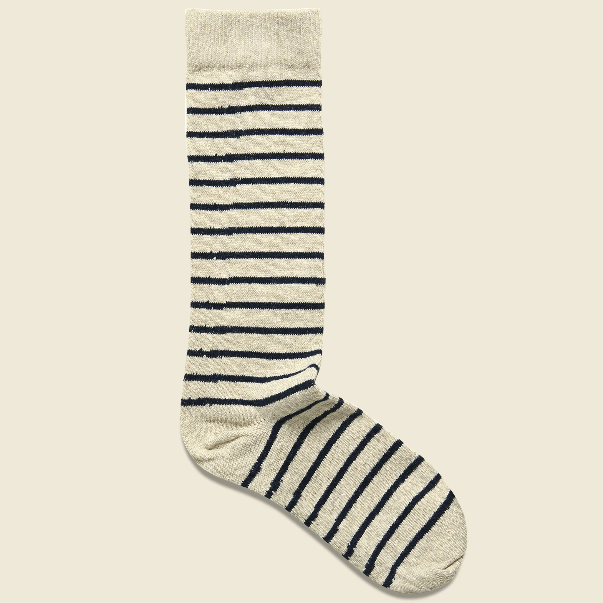 Classic Breton Stripe Sock - Linen/White