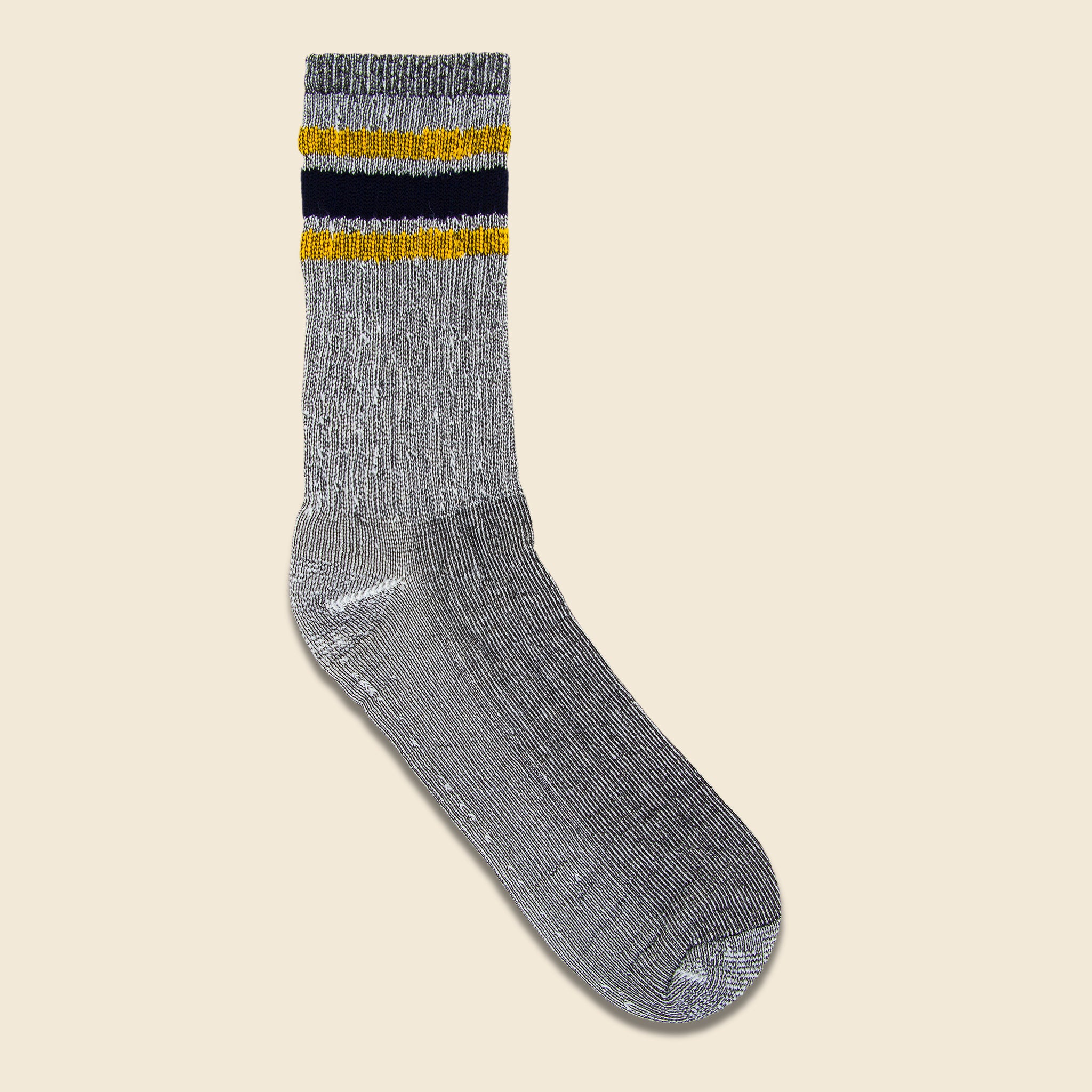 Merino Activity Crew Sock - Grey/Navy/Gold
