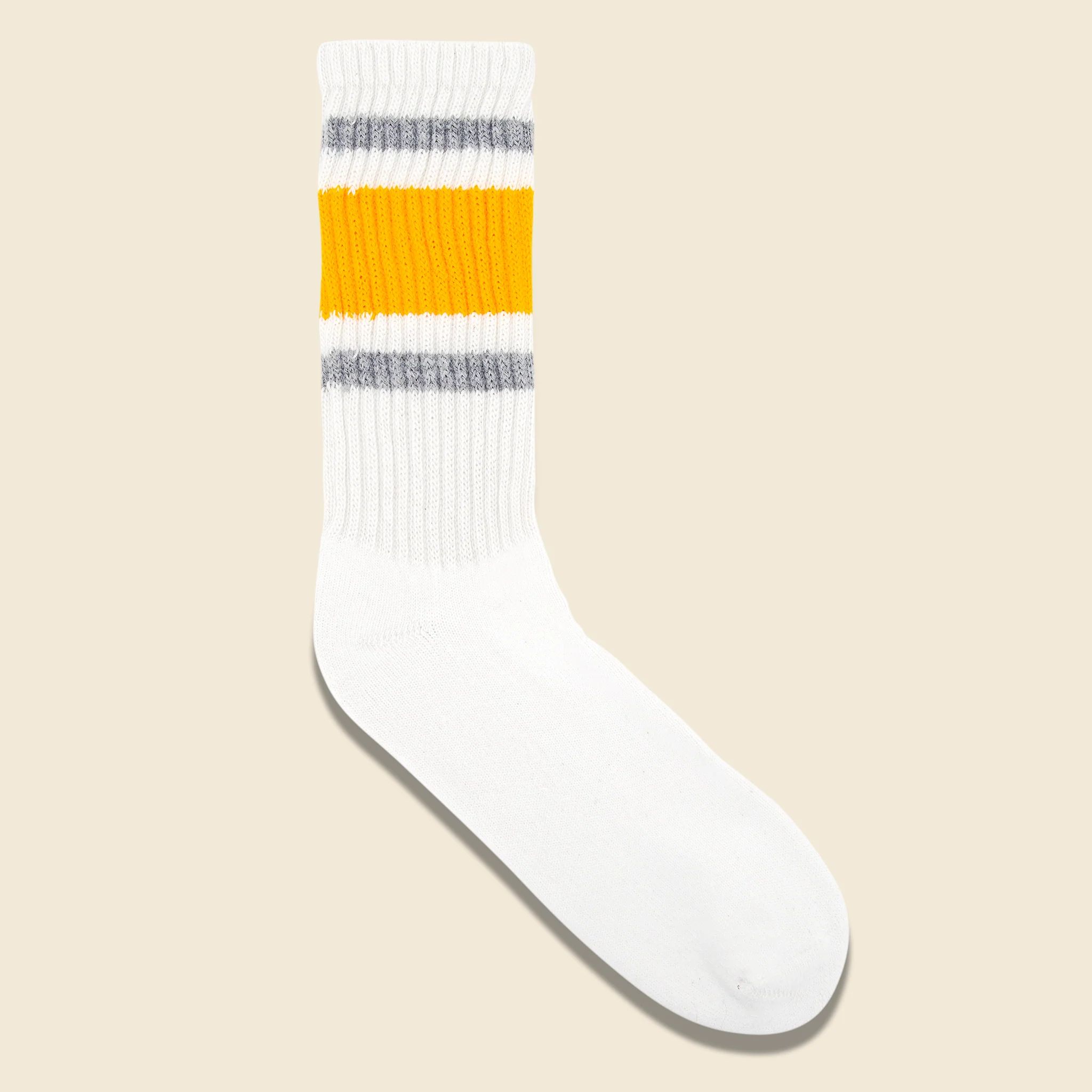 American Trench - Retro Stripe Crew Sock, FW20, Gold/Grey