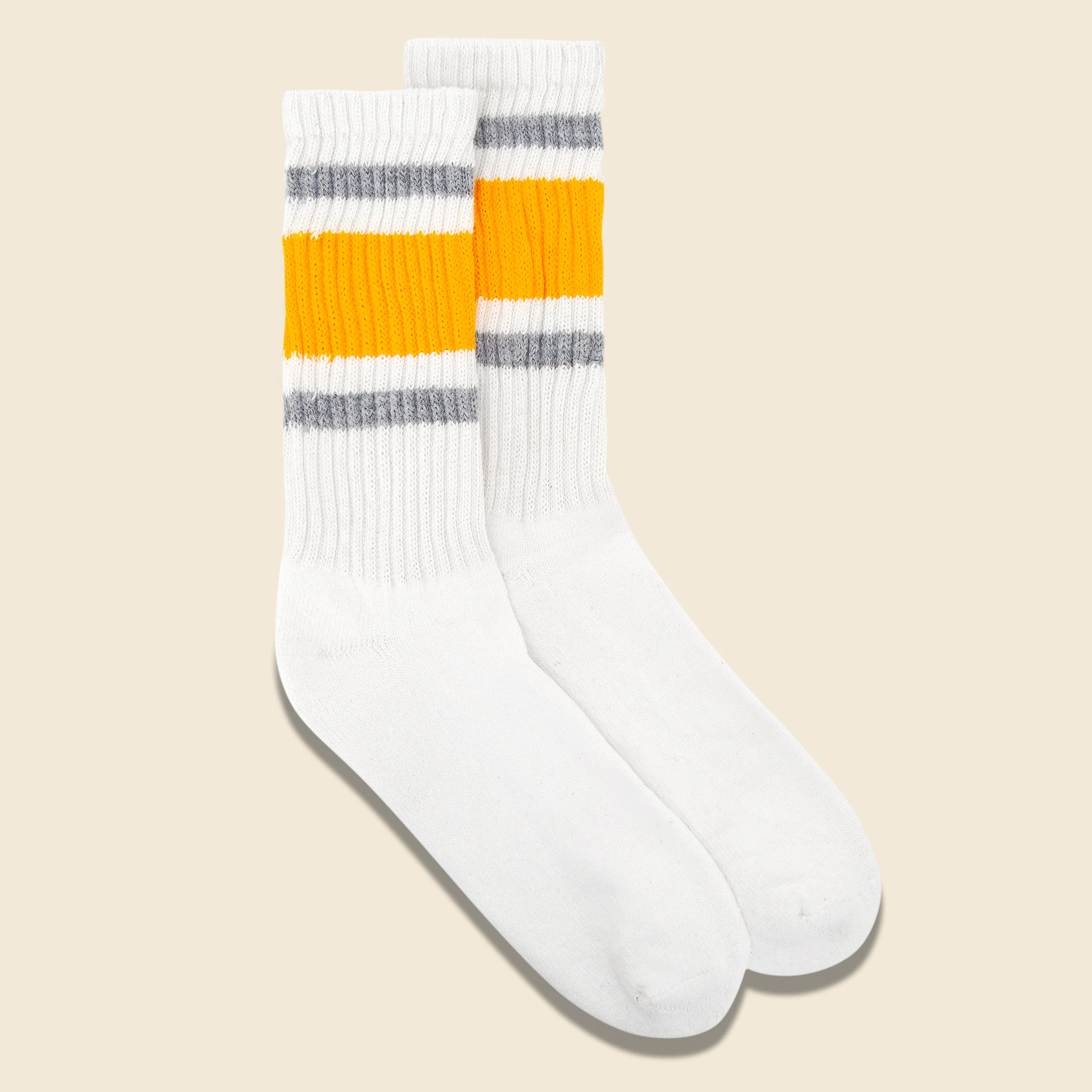 American Trench - Retro Stripe Crew Sock, FW20, Gold/Grey - Image 2
