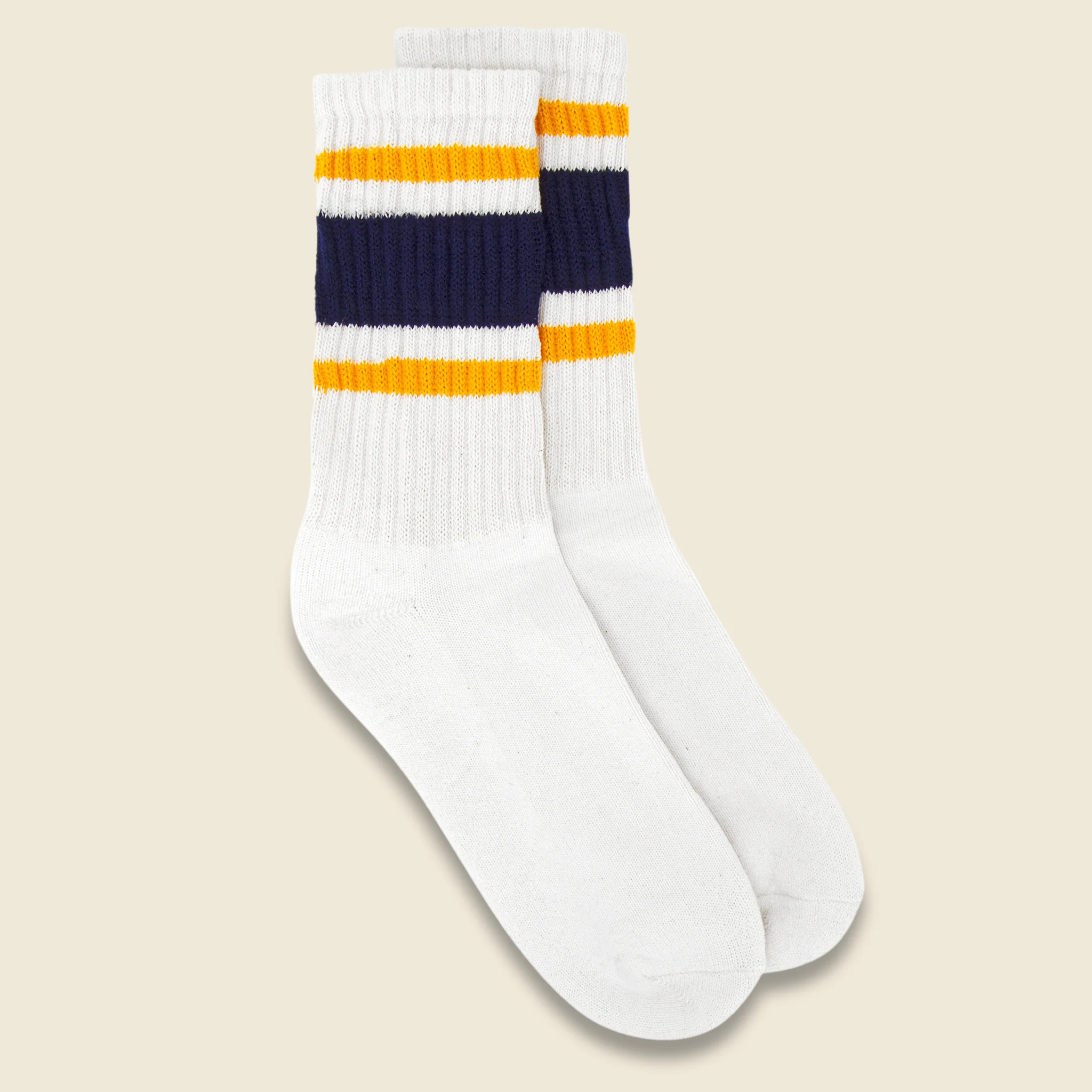 Retro Stripe Crew Sock - Navy/Gold