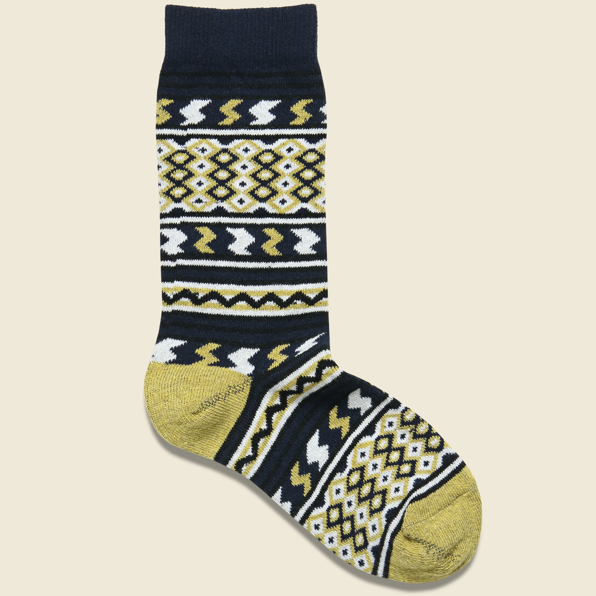Rio Grande Serape Sock - Navy/Gold