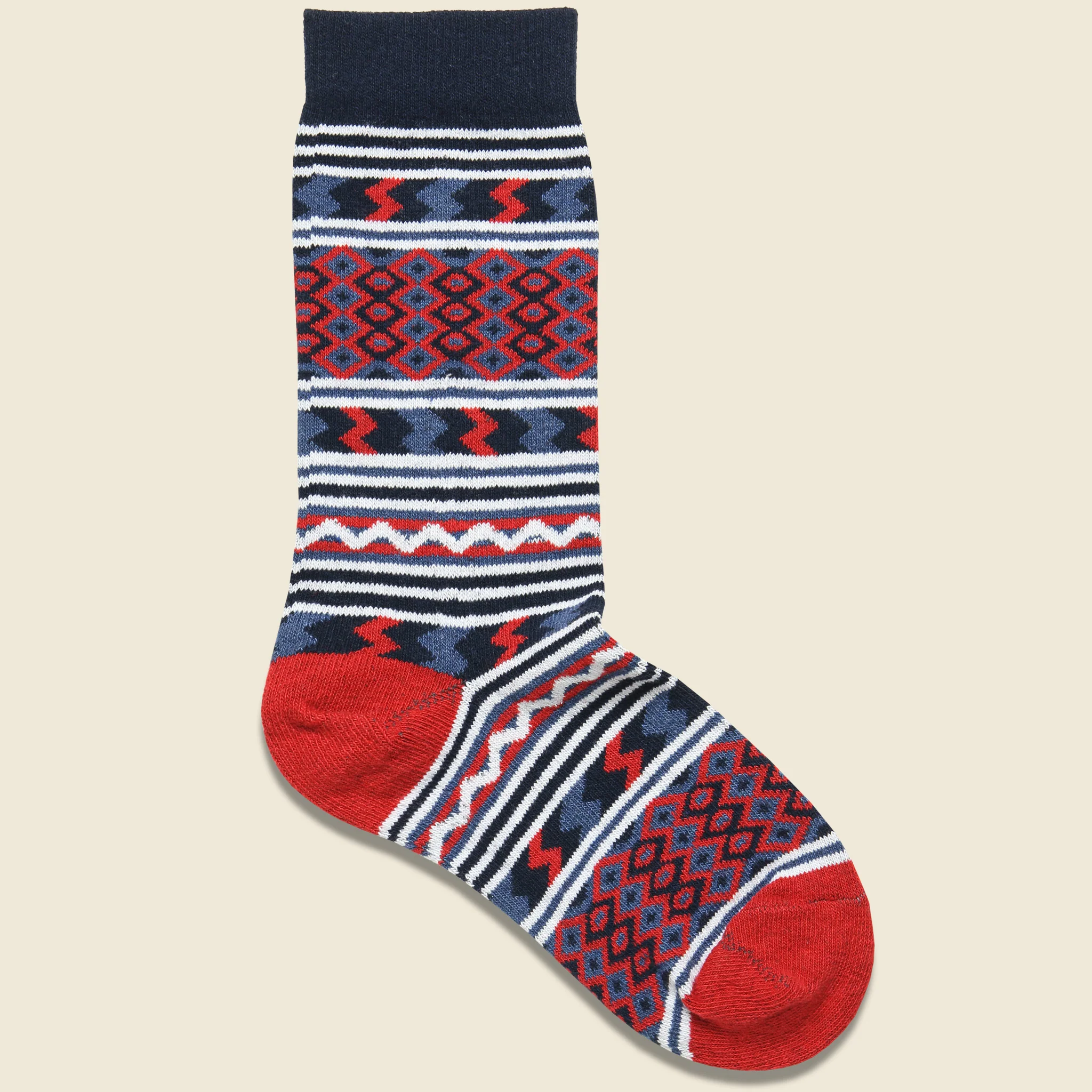 Rio Grande Serape Sock - Navy/Red