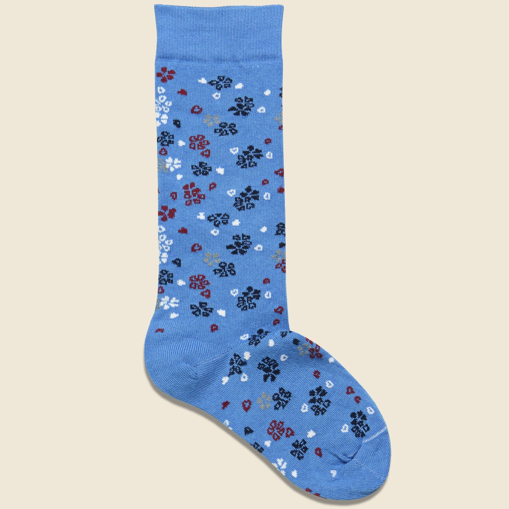 Supima Cotton Floral Sock - Powder Blue