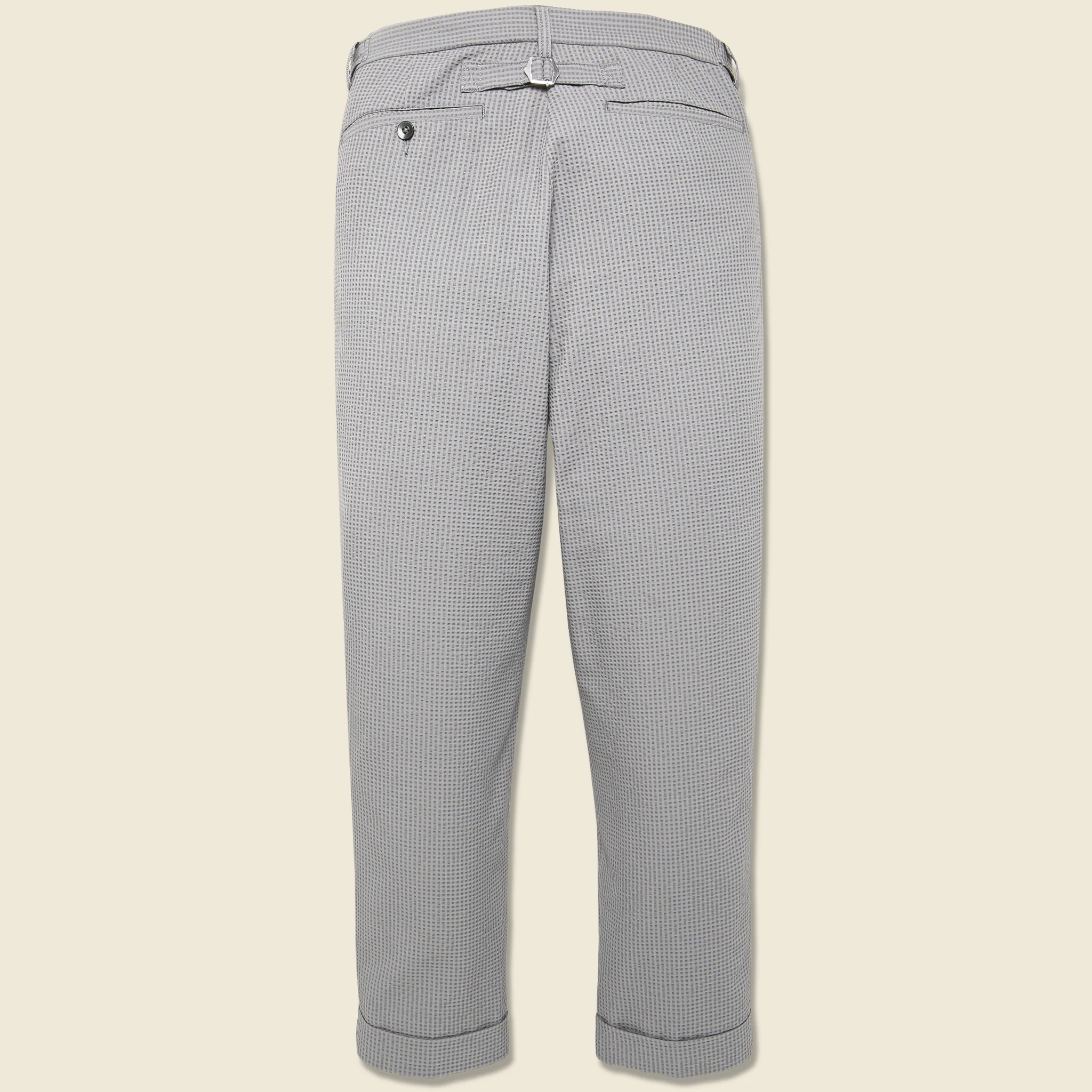Ankle-Cut Seersucker Ivy Trousers - Grey Stripe - Image 2