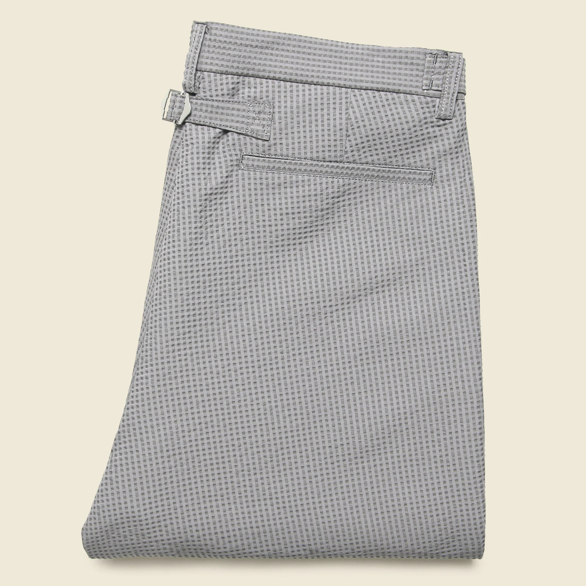 Ankle-Cut Seersucker Ivy Trousers - Grey Stripe - Image 3