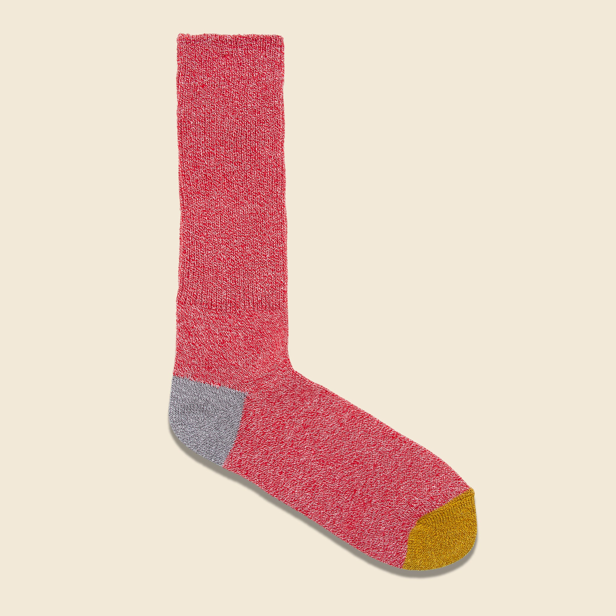 2-Point Heel/Toe Crew Sock - Pink/Grey/Gold