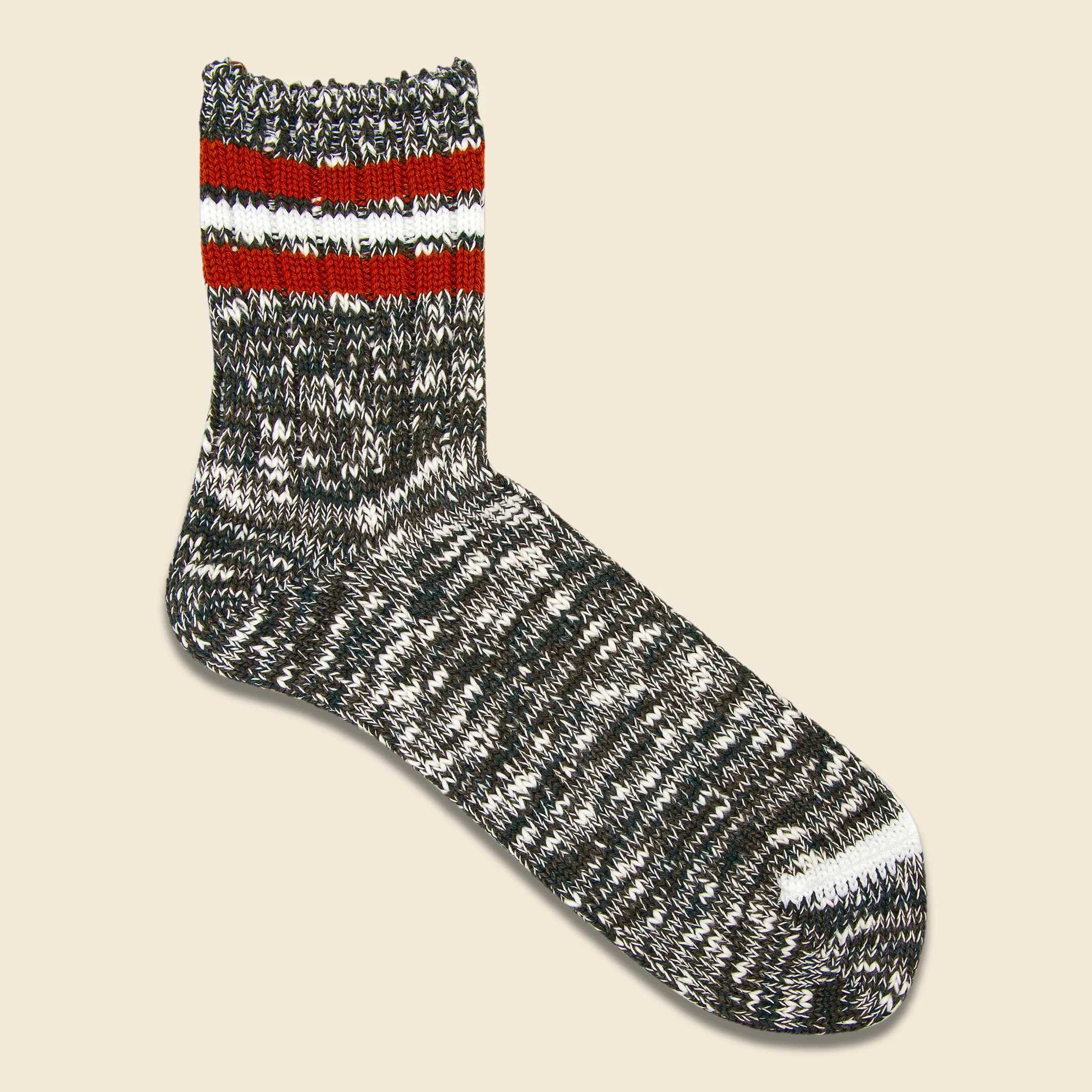3-Line Slub Sock - Moss